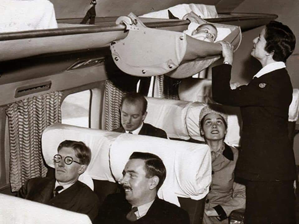 How babies traveled on airplanes in the 1960s. r/pics