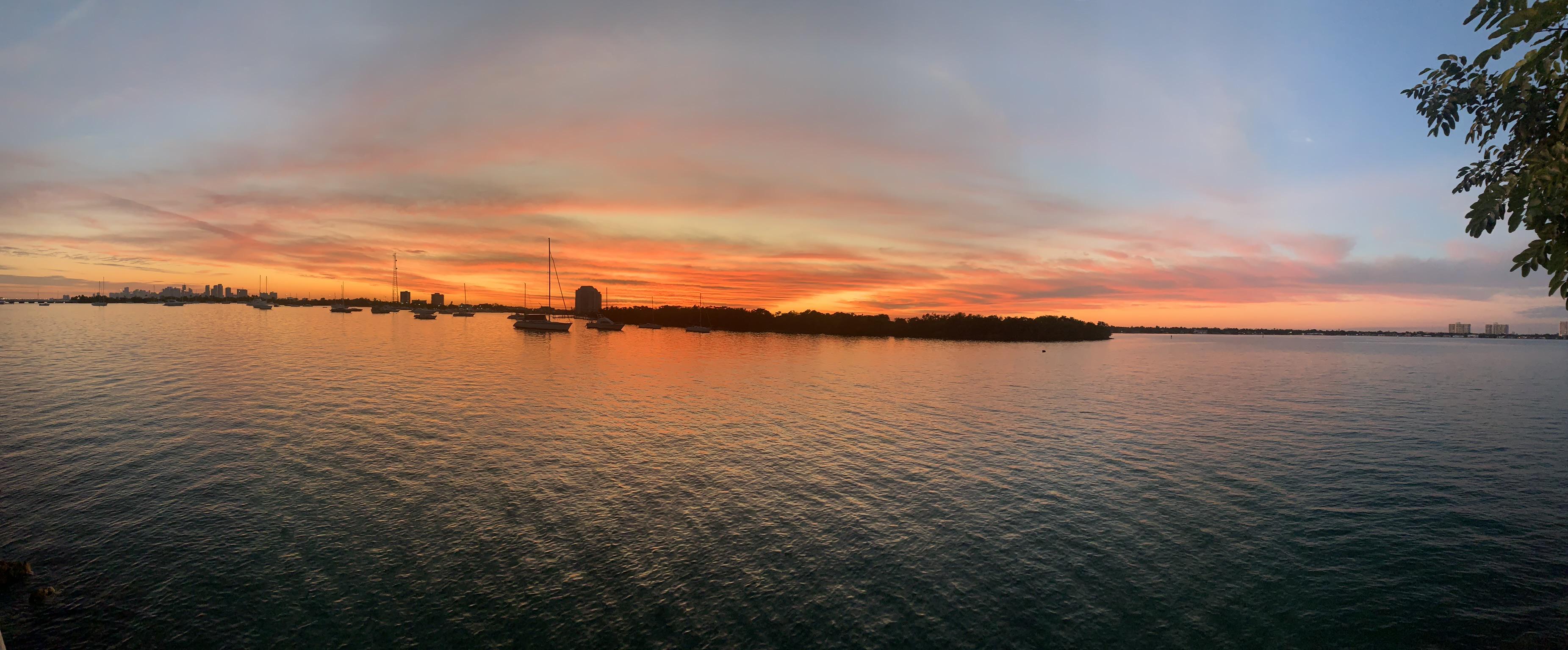 Panoramic view of sunset North Bay Village r/Miami