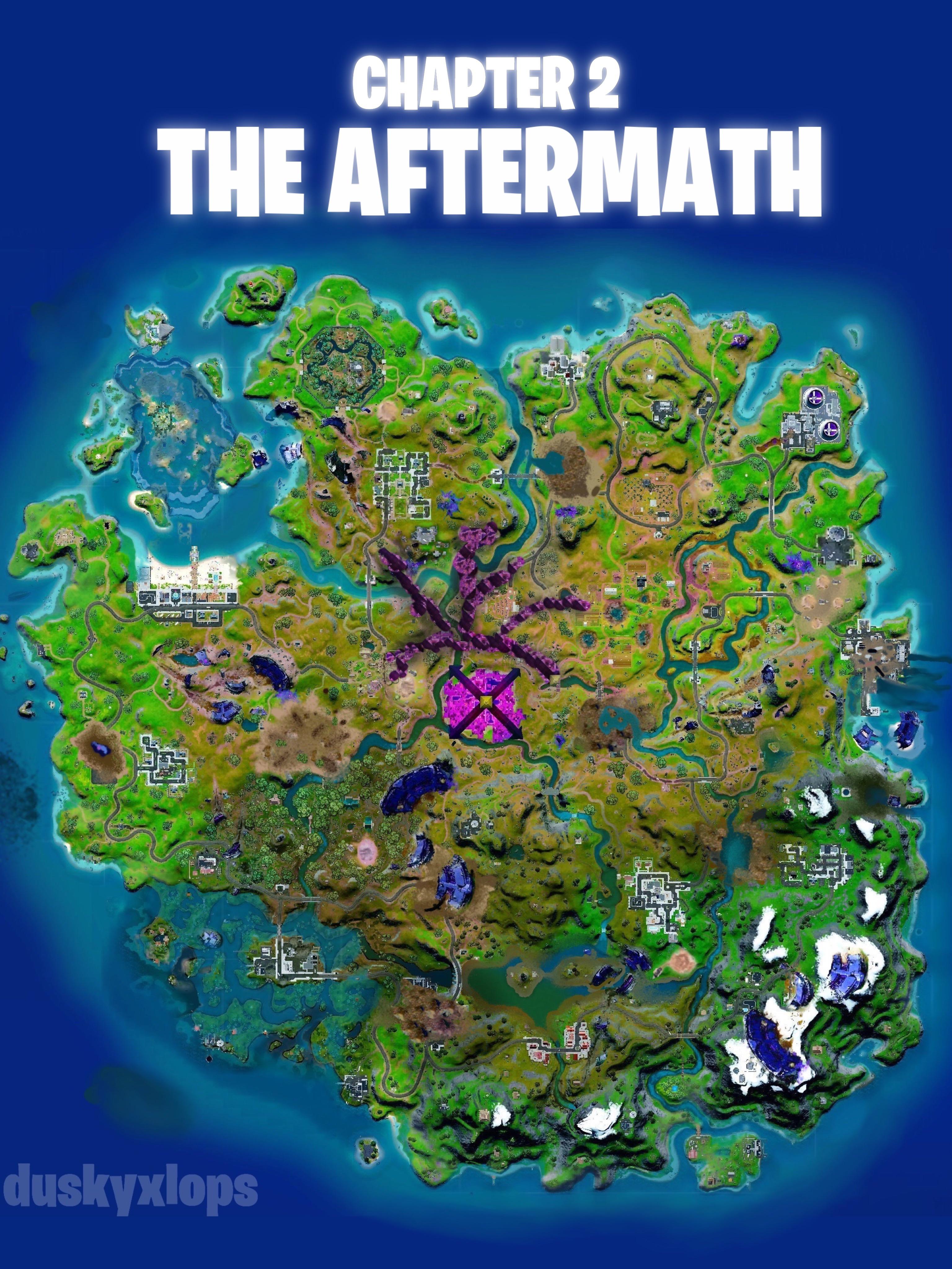 Here is an accurate edit of all the damage the flipside of the Island took during the End event