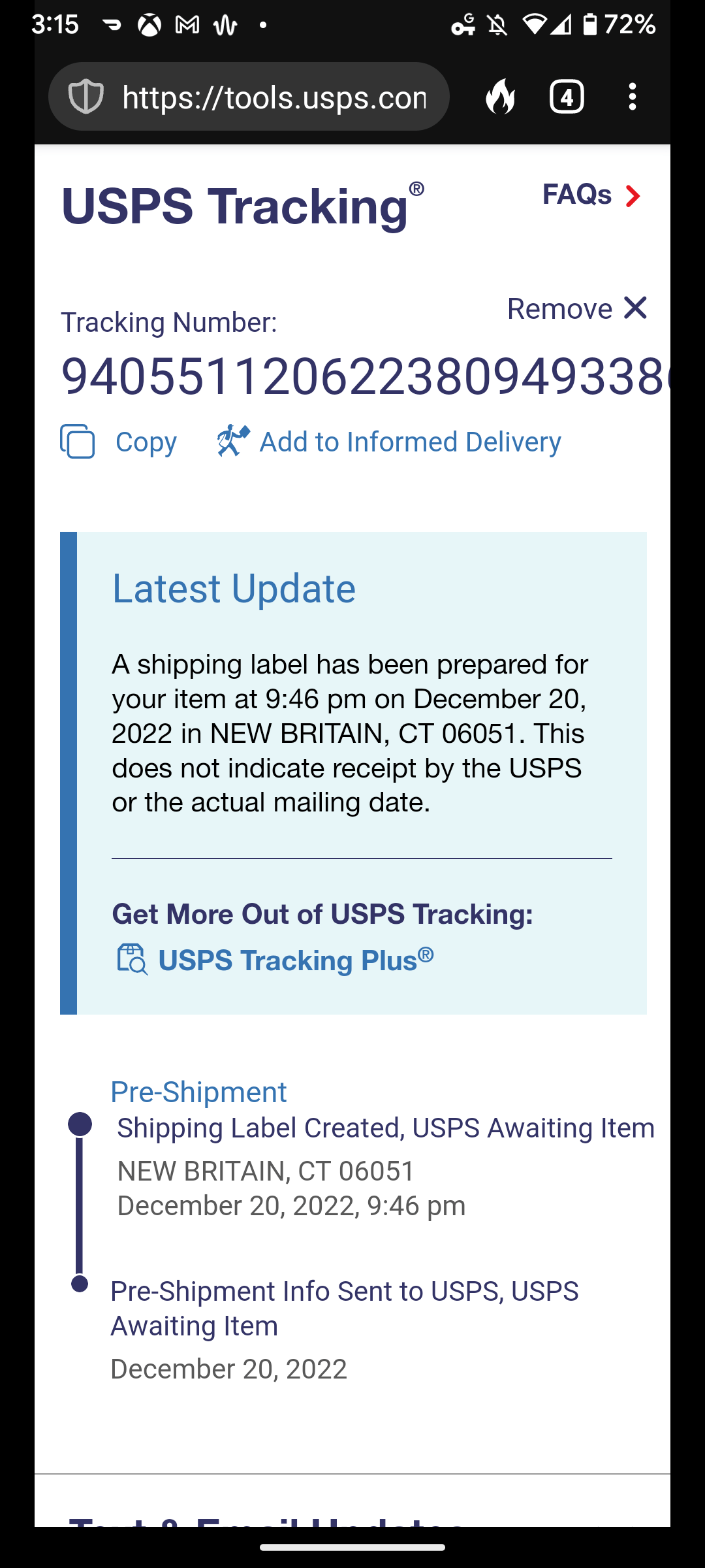 No scan since December 20 package was 100 dropped off r/usps