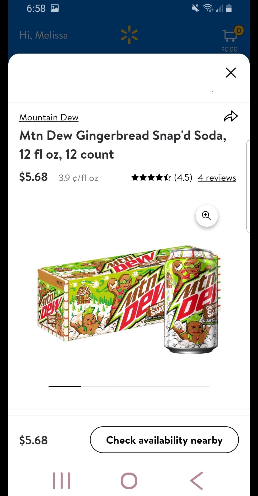babe, are you ok? you haven't touched your gingerbread mtn. dew! *available at walmart* r