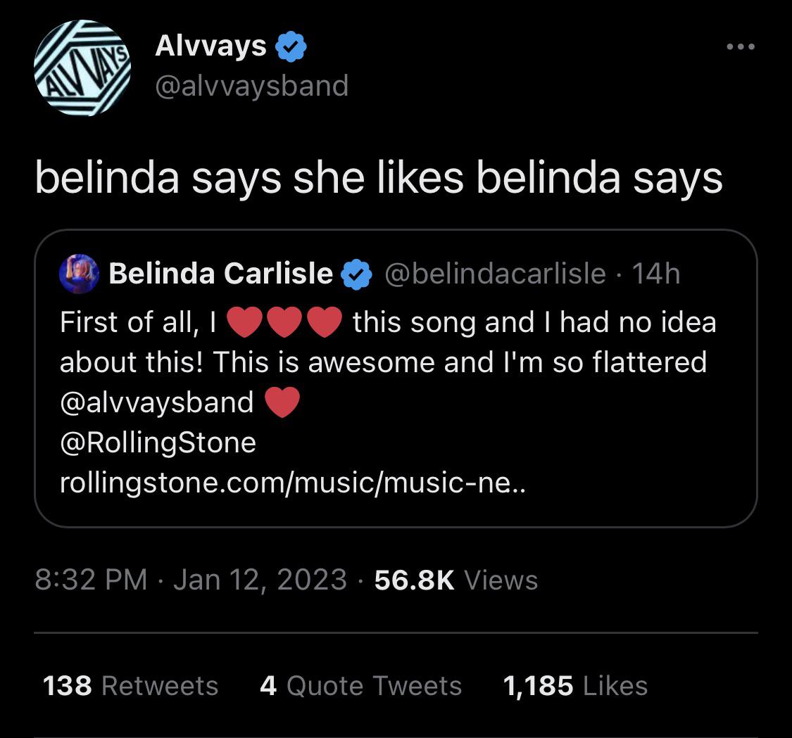 Belinda says she likes Belinda says r/alvvays