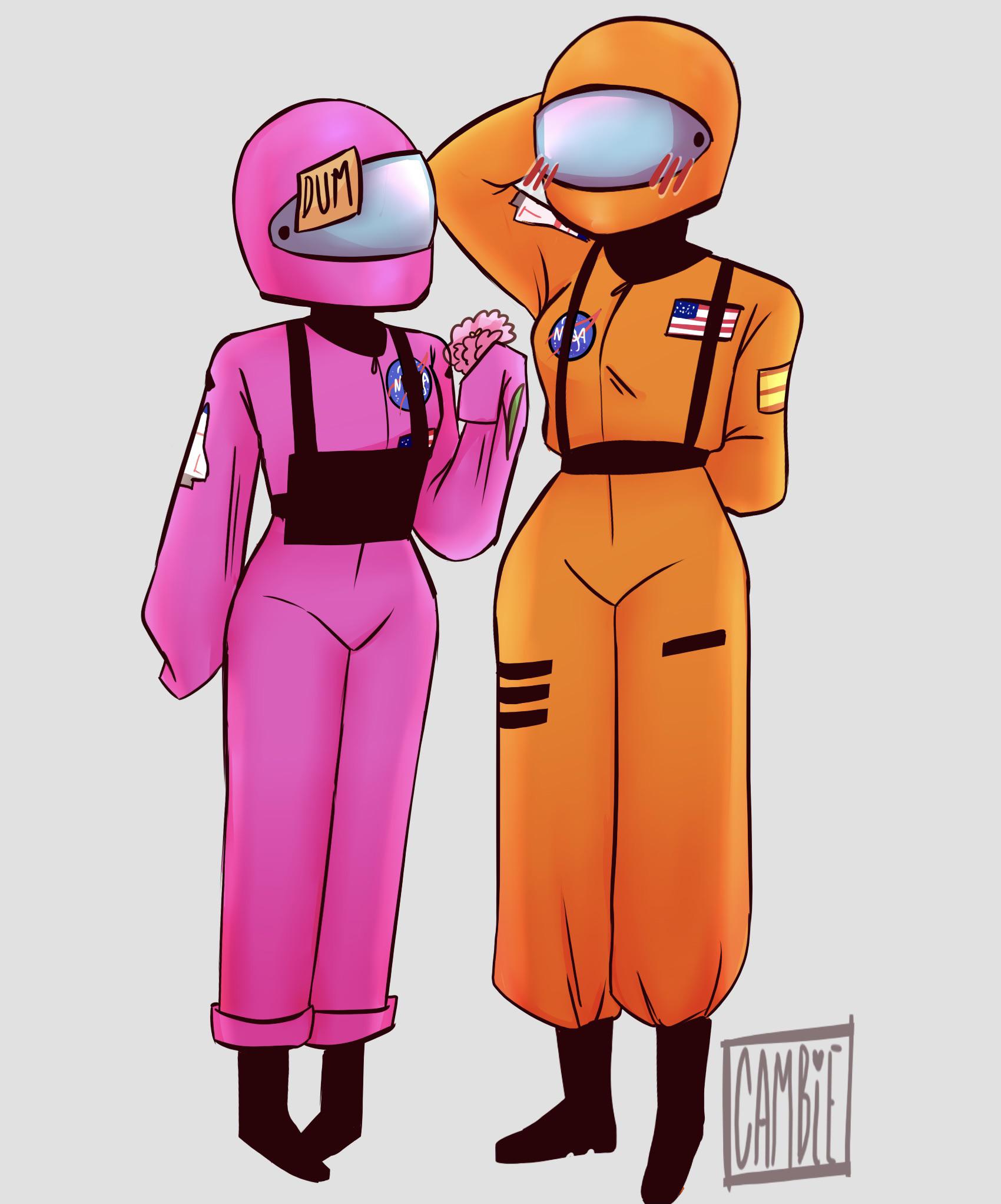 Pink and Orange (My art) r/AmongUs