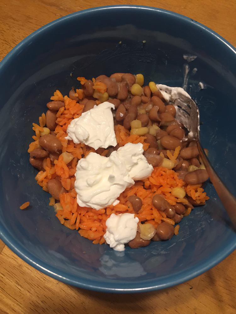 Beans & rice topped with sour cream r/shittyfoodporn