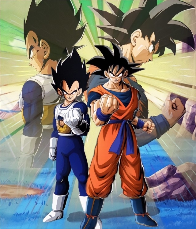 No watermark combining the LR Vegeta/Goku exchange art r/DBZDokkanBattle
