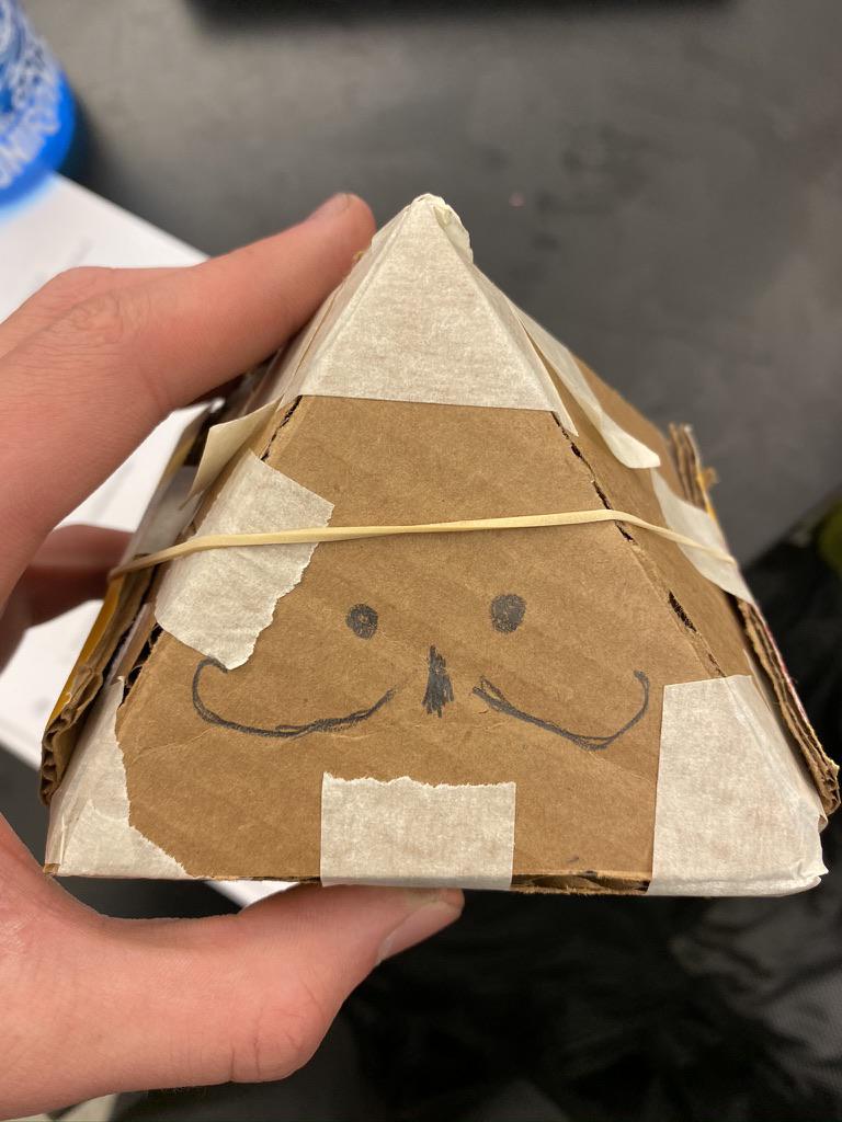 My friend group's egg drop project, titled Bumbo Eggoni r/HermitCraft