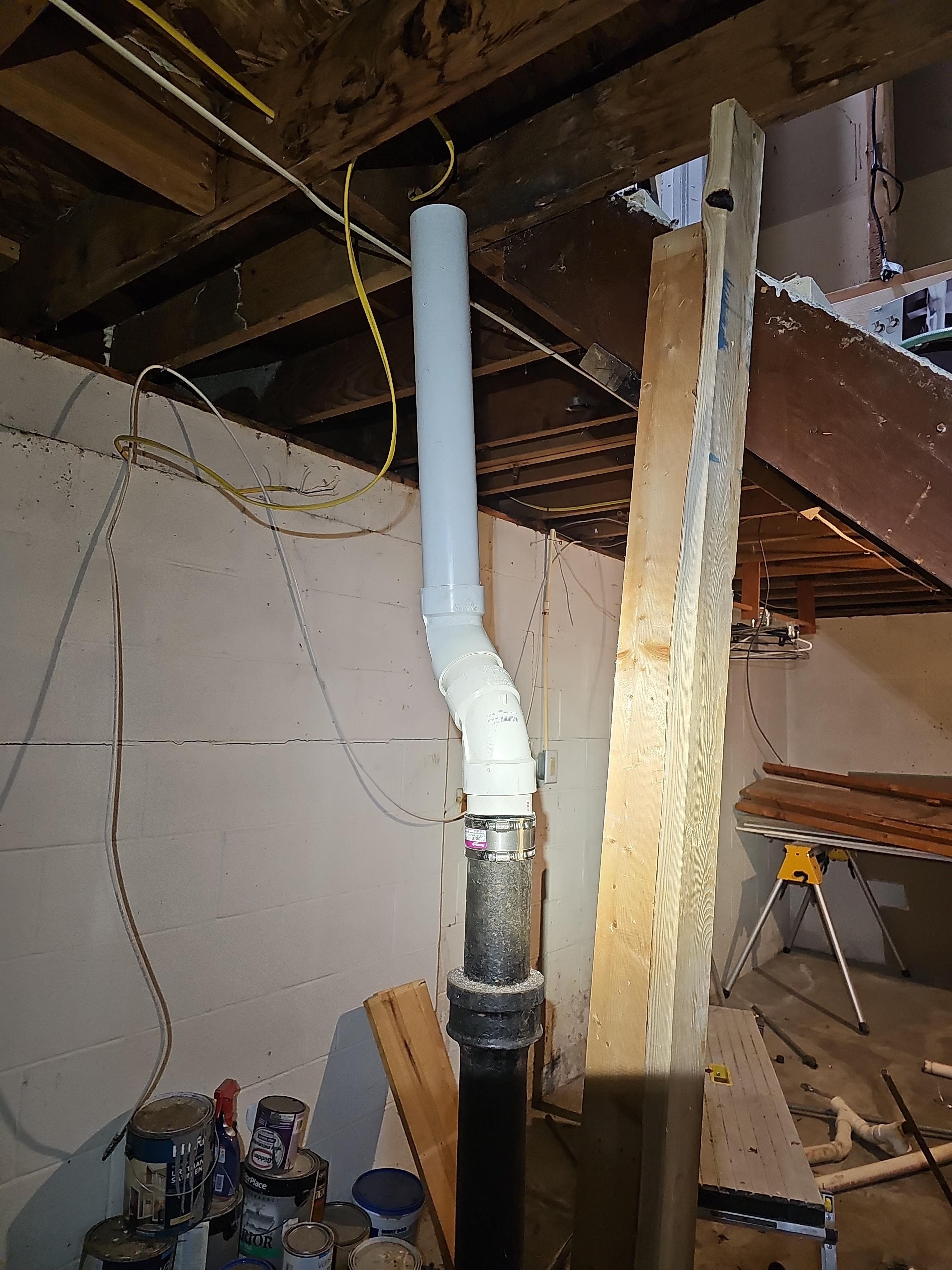 Stack vertical offset, cast iron to pvc r/Plumbing