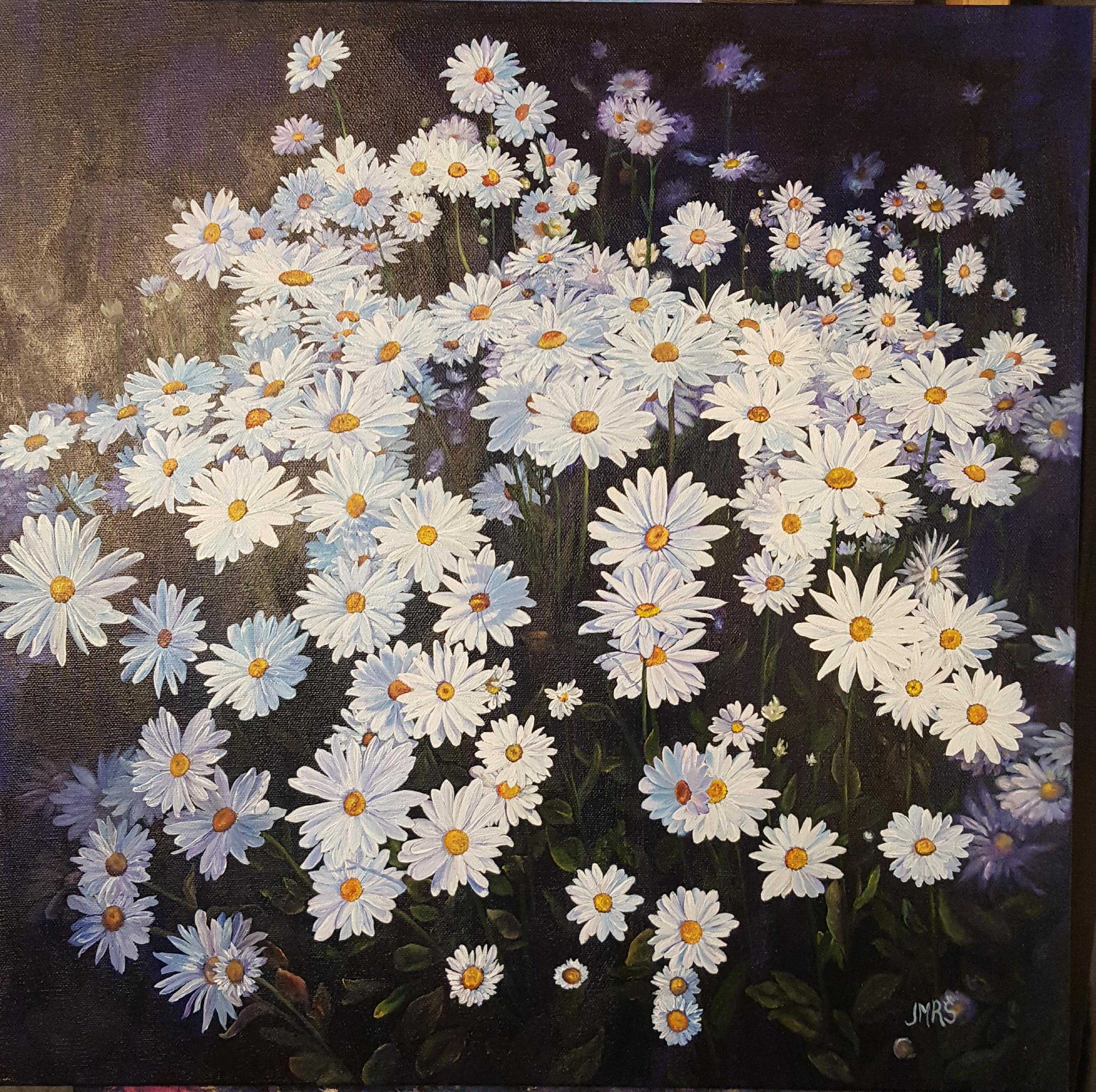 Daisies 20x20 Acrylic on Canvas r/painting