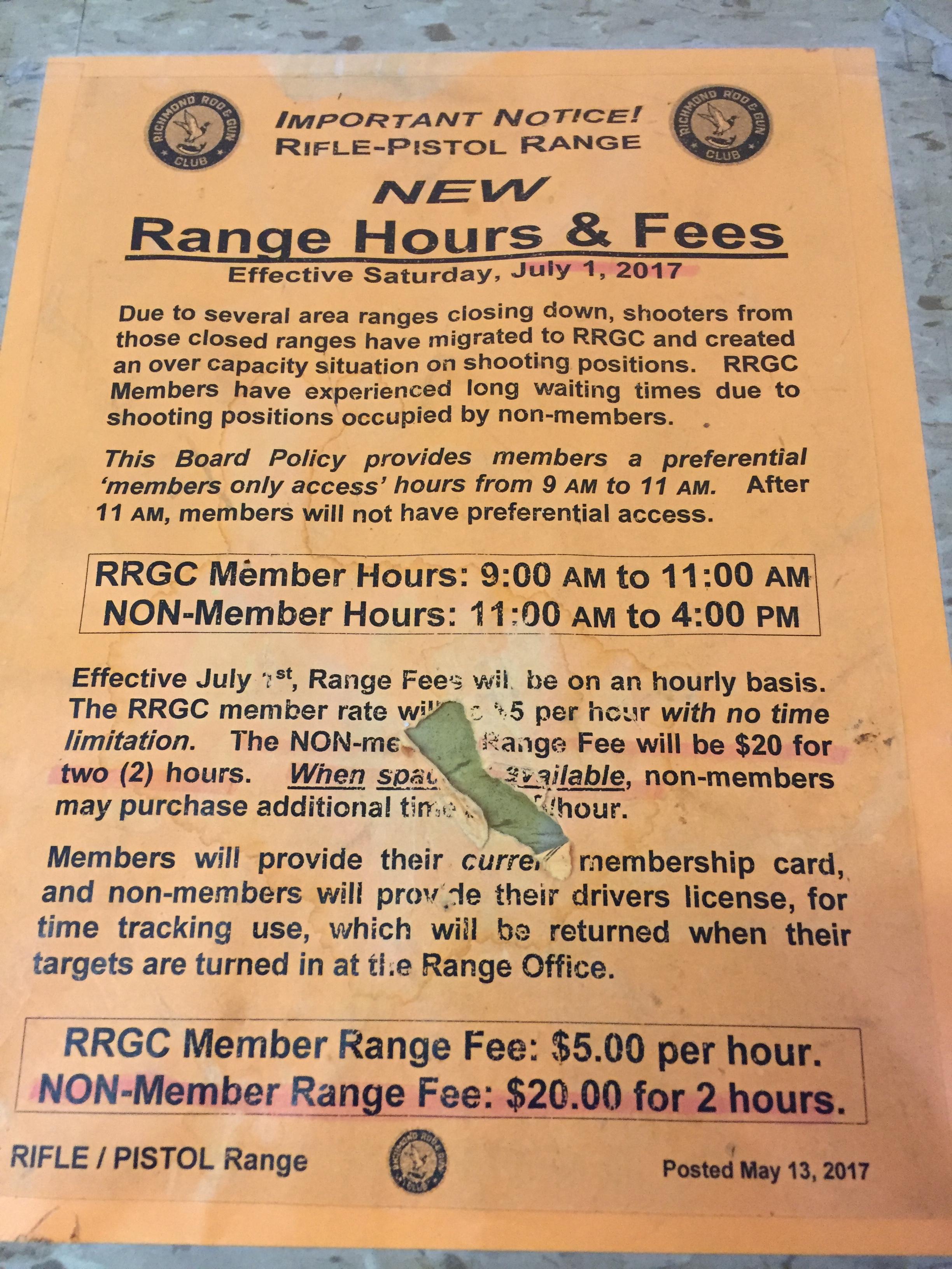 Richmond Rod and Gun Club July 1st range changes r/CAguns