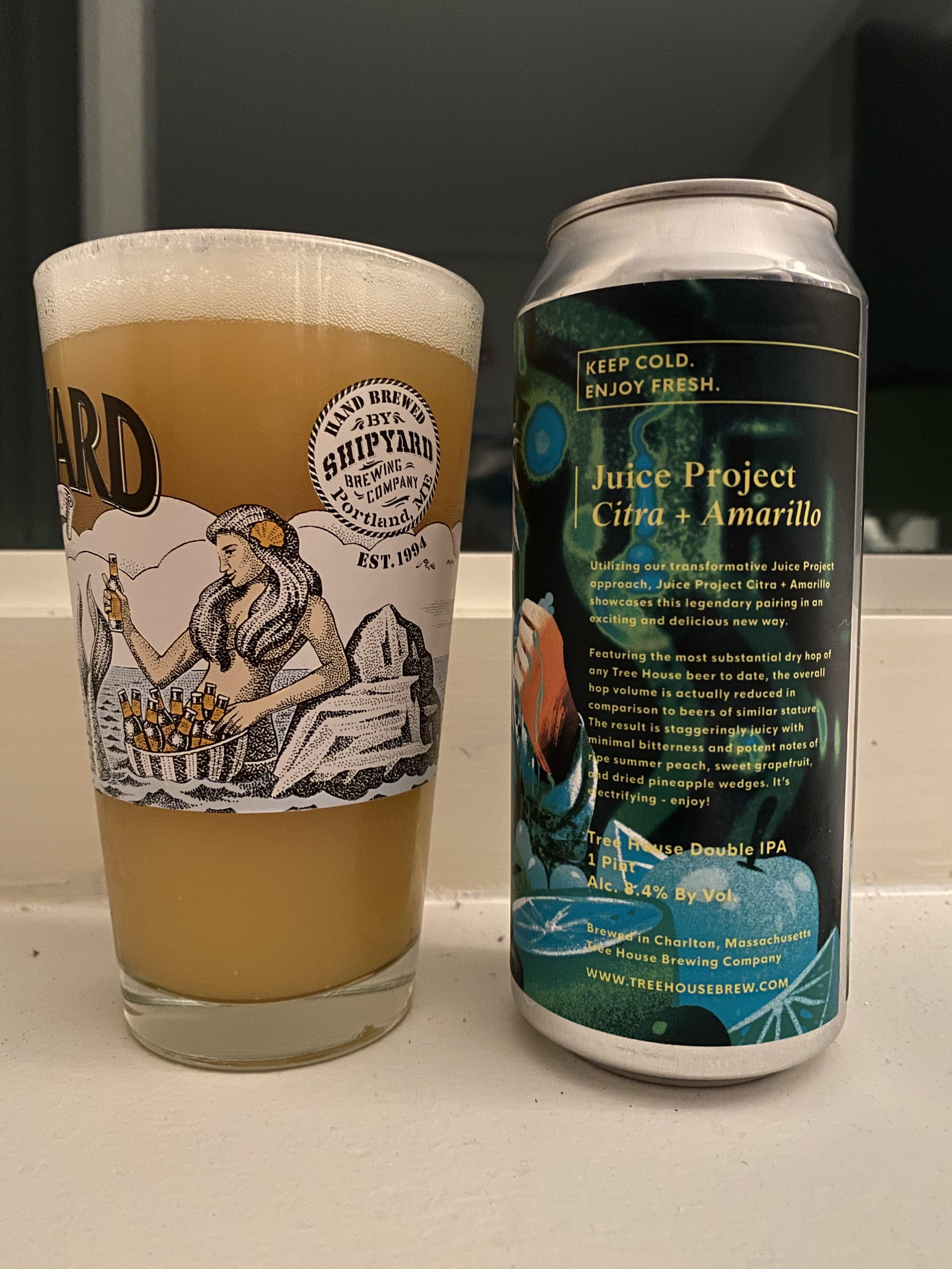 Tree House Juice Project Citra + Amarillo. One of the best DIPAs I've