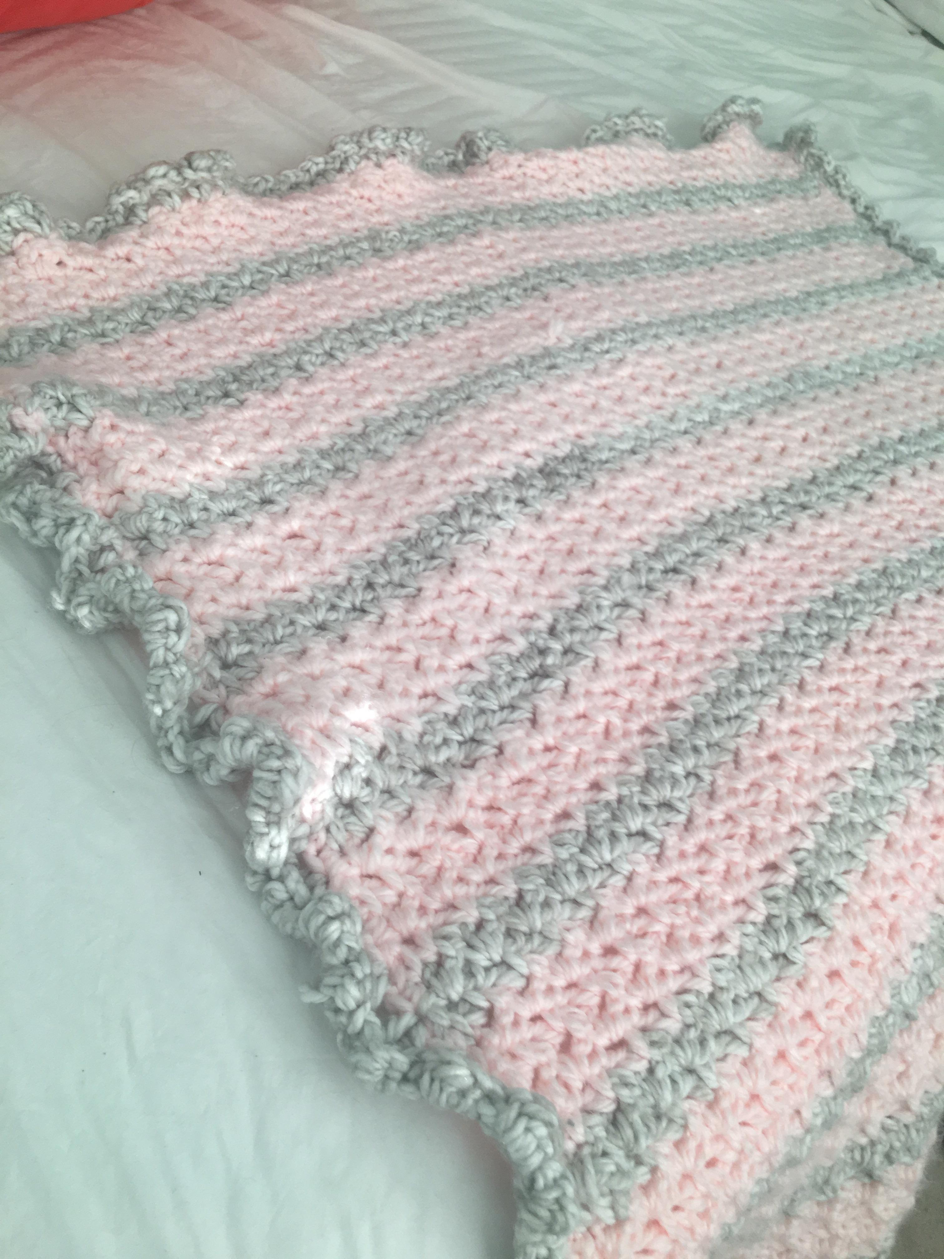 Blanket for my baby girl due in February! Edging turned out differently
