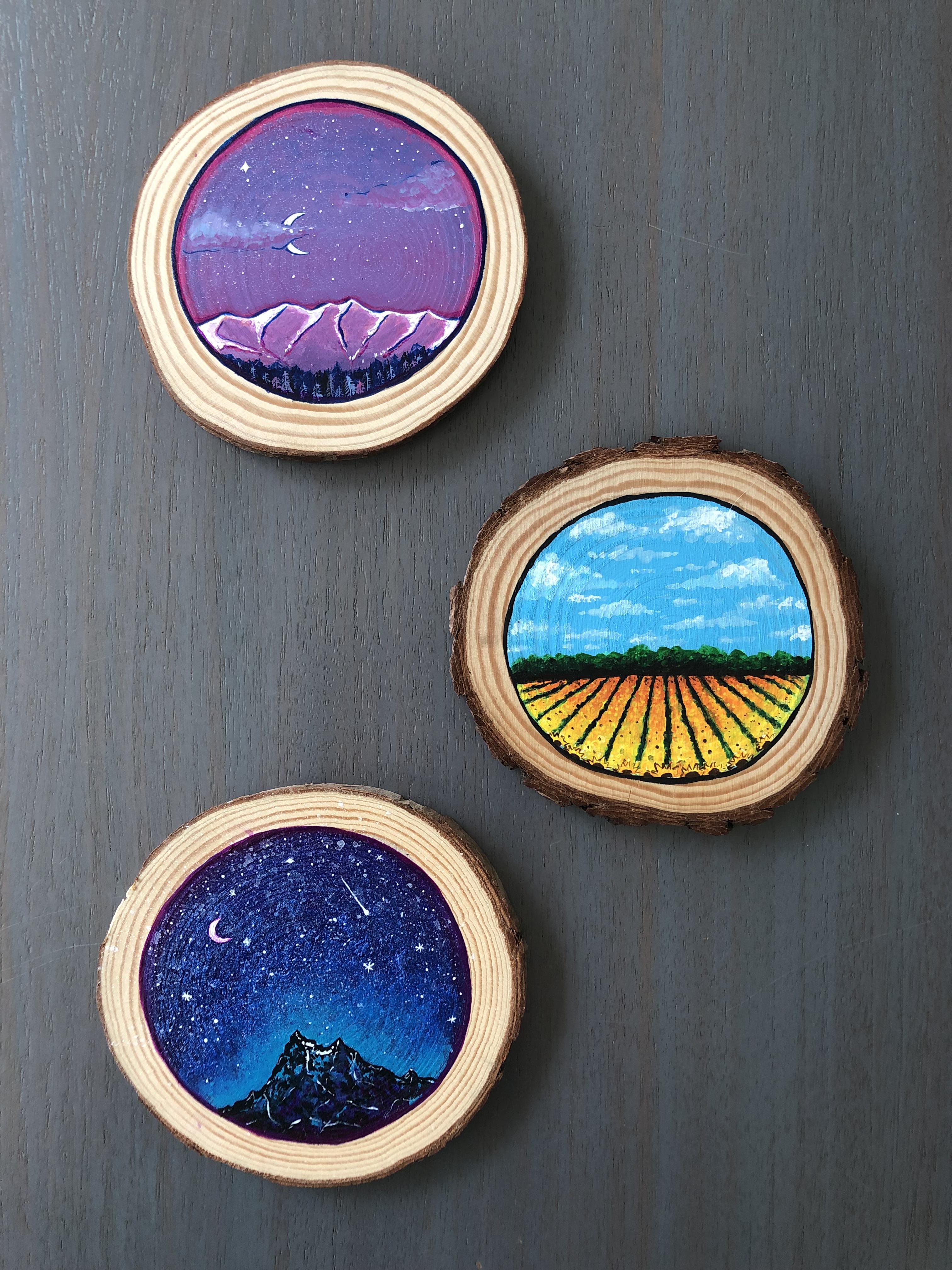 I’ve had an absolute blast painting these wood circles. I hope you
