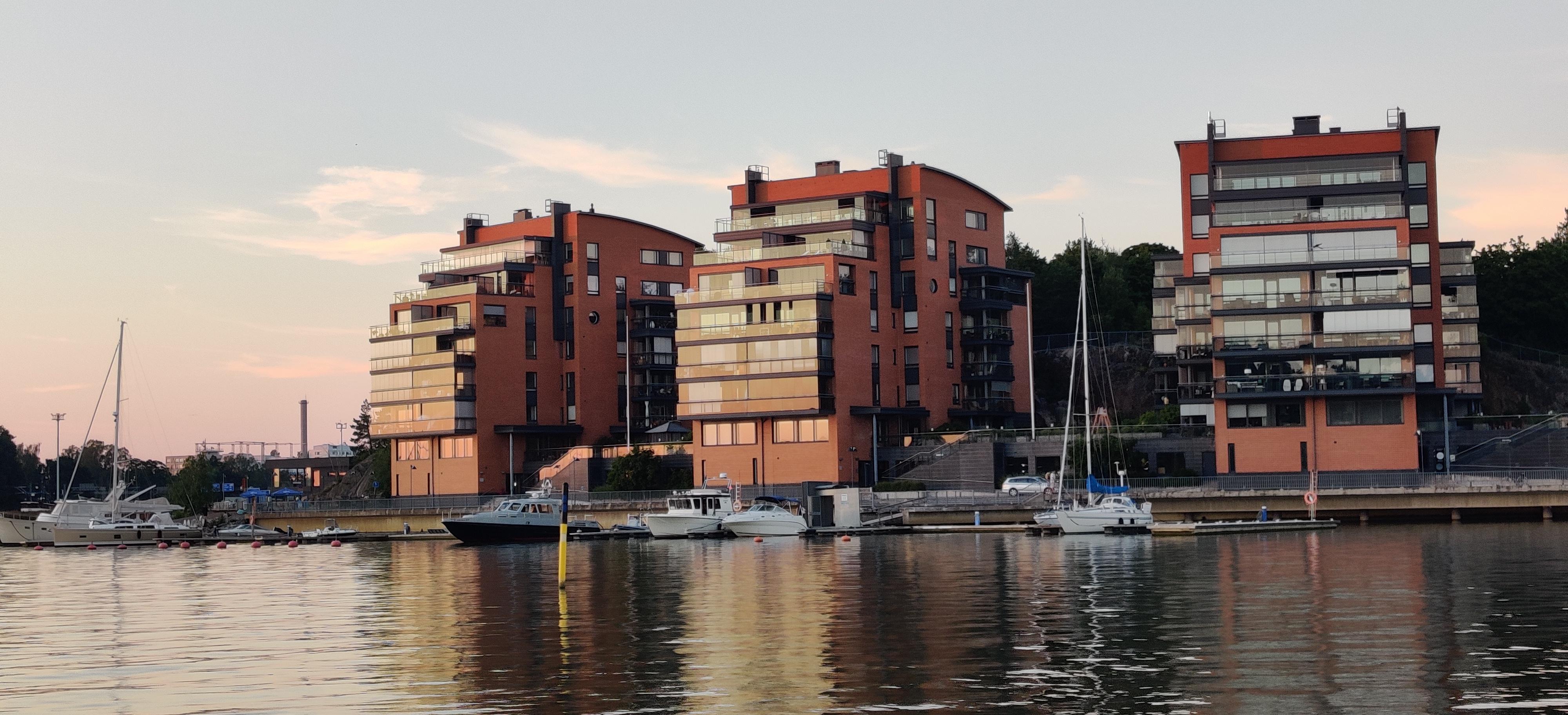 Apartment buildings during the golden hour in Turku Finland r