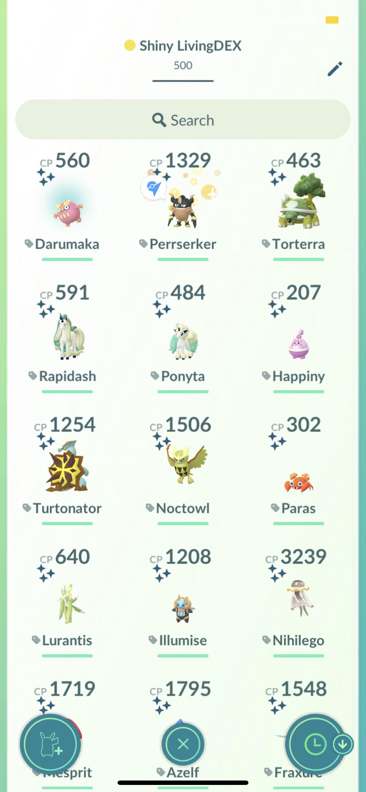 Just hit my 500th unique shiny Pokémon on my way to complete a shiny Dex r/pokemongo
