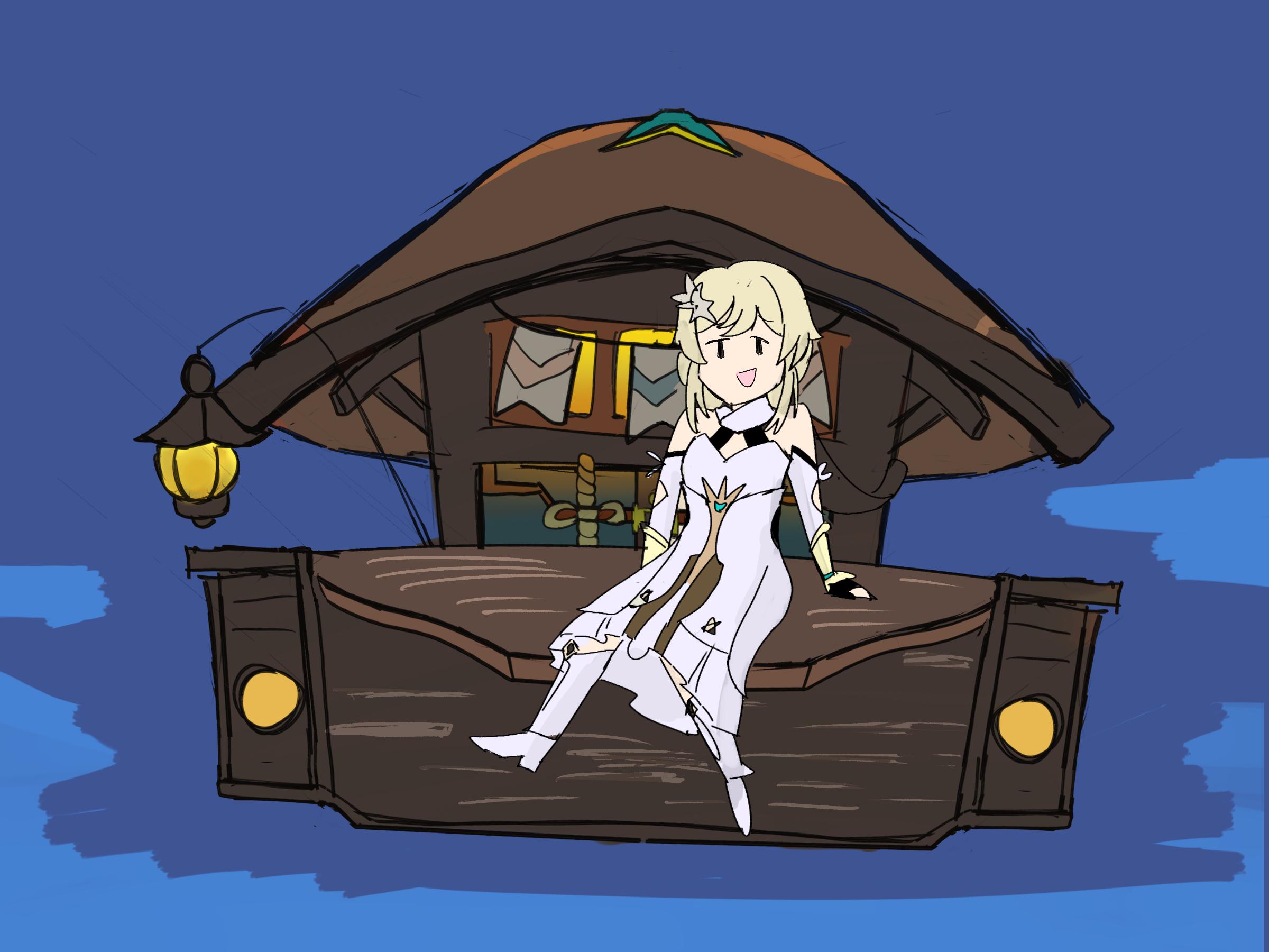 I actually like the Skiff, it looks so cute. So I drew one? r/Genshin