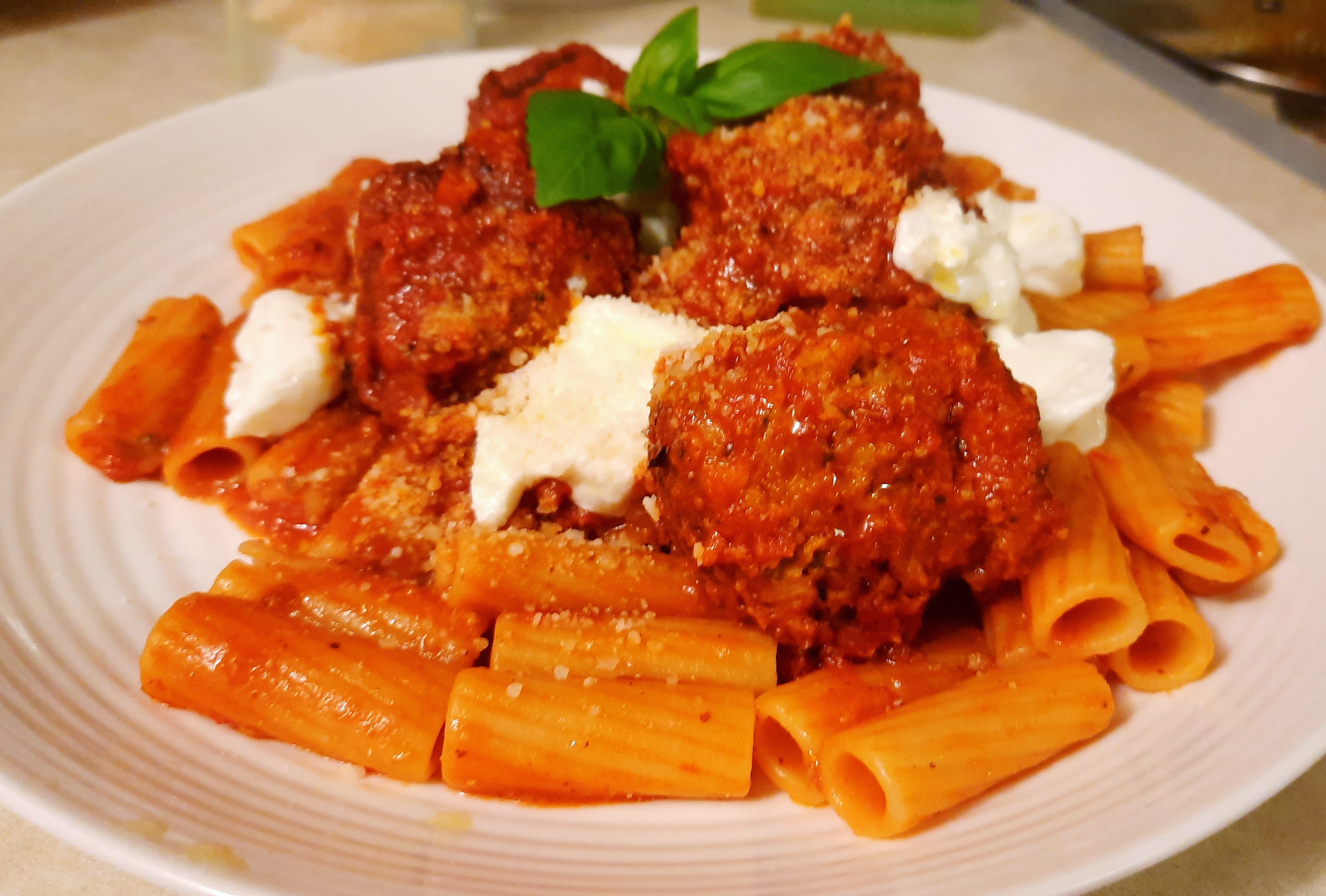 Rigatoni and meatballs r/pasta