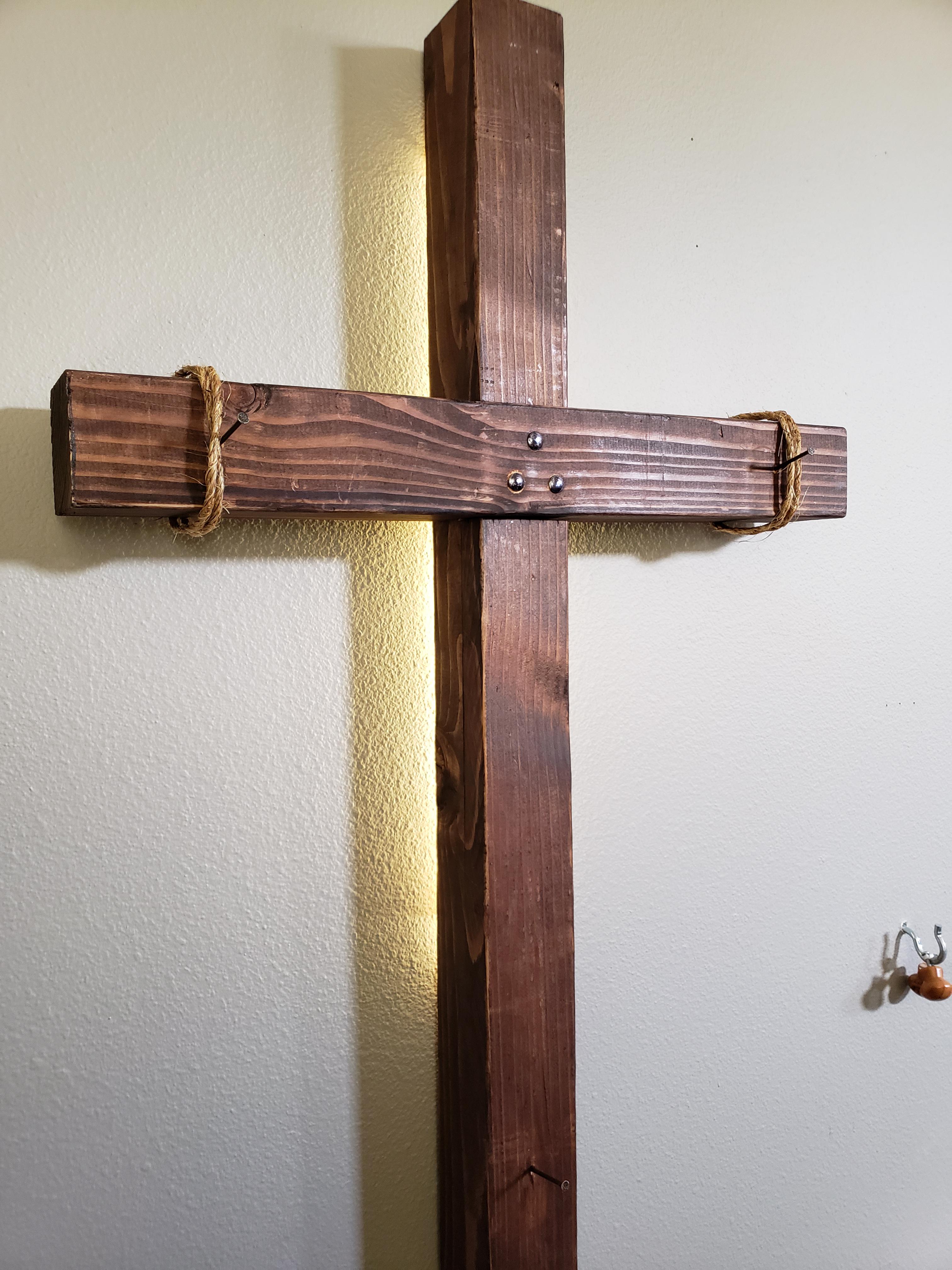 A wood cross with lights I made for my sister in law. I thought this