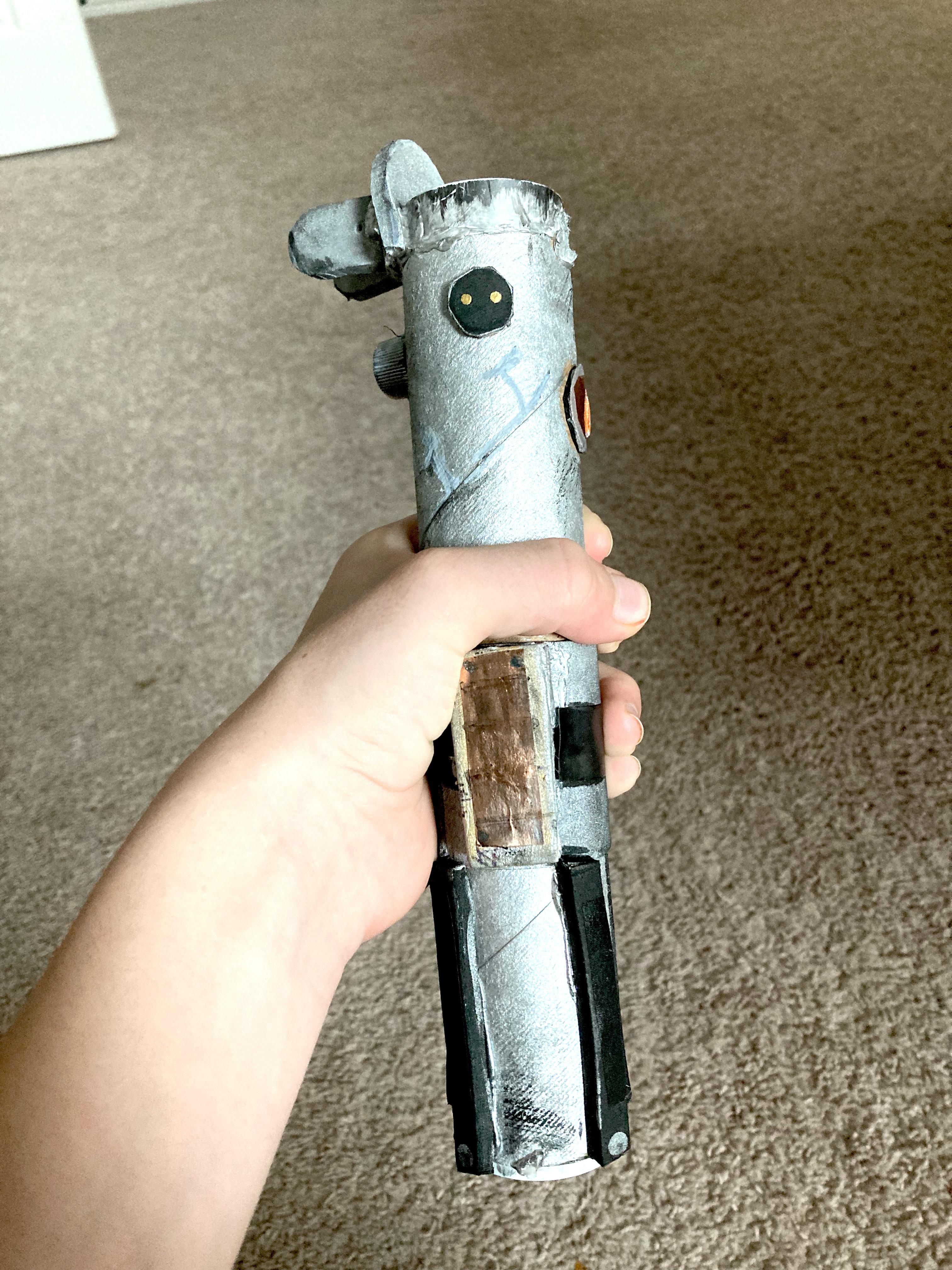 I made this lightsaber a while ago from cardboard and two pvc pipes r