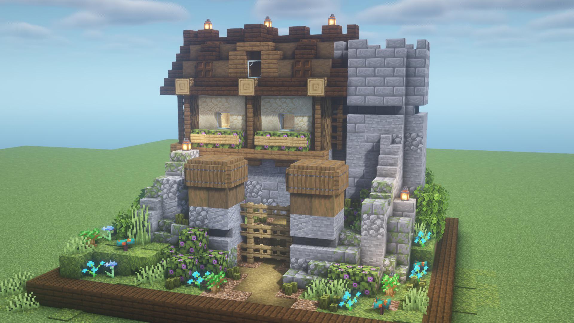 One chunk build Gated House! r/Minecraft
