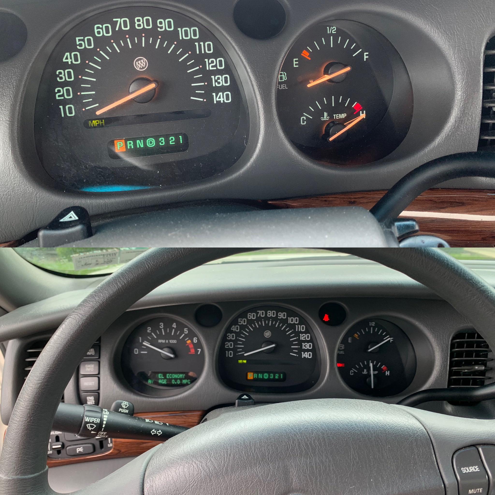 Before and after gauge cluster replacement on an 05 LeSabre! r/Buick