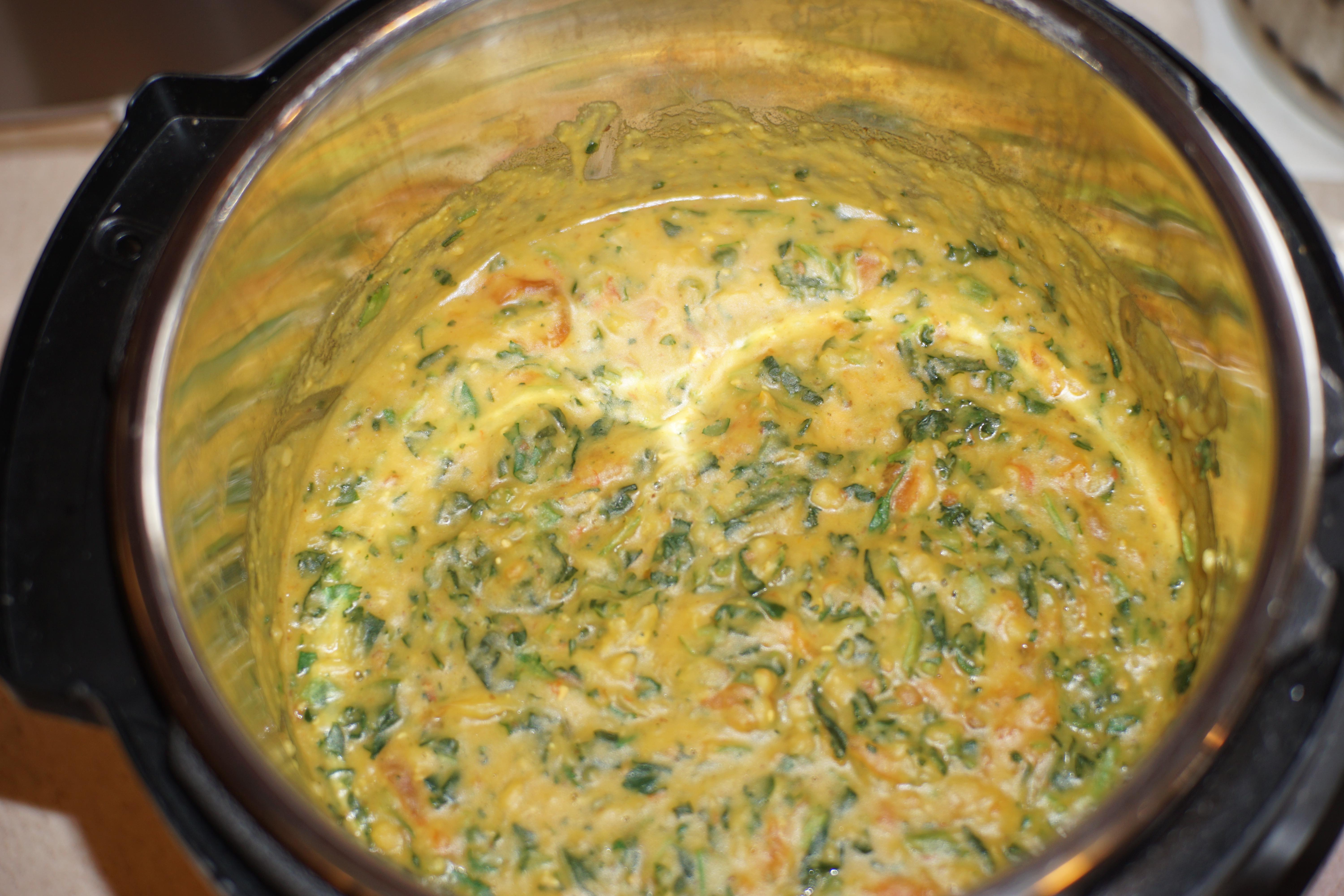 Spinachonionyellow split peastomato stew in 15 minutes 5 minute prep