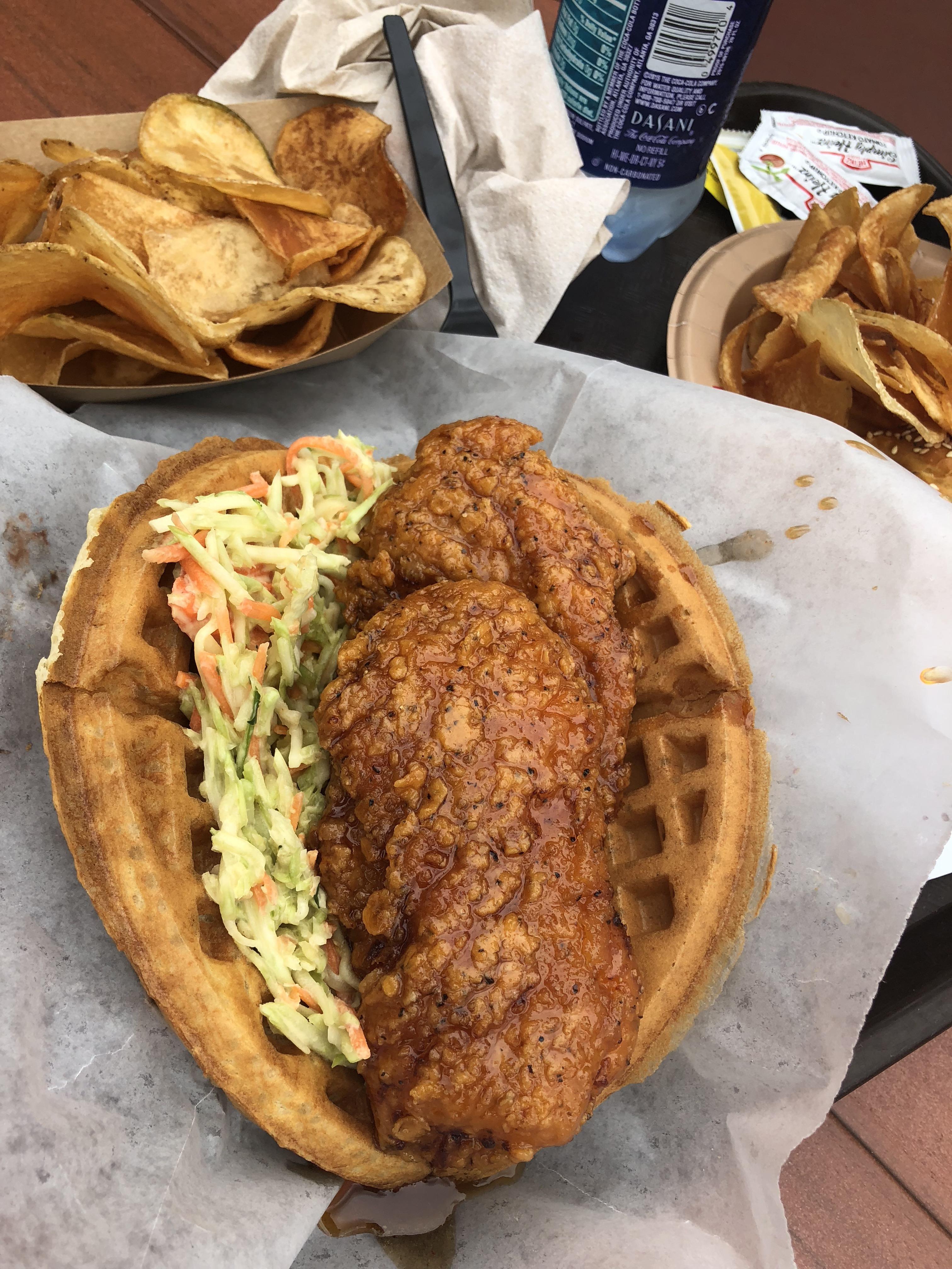 I tried the sweet and spicy chicken waffle at Sleep Hollow and was