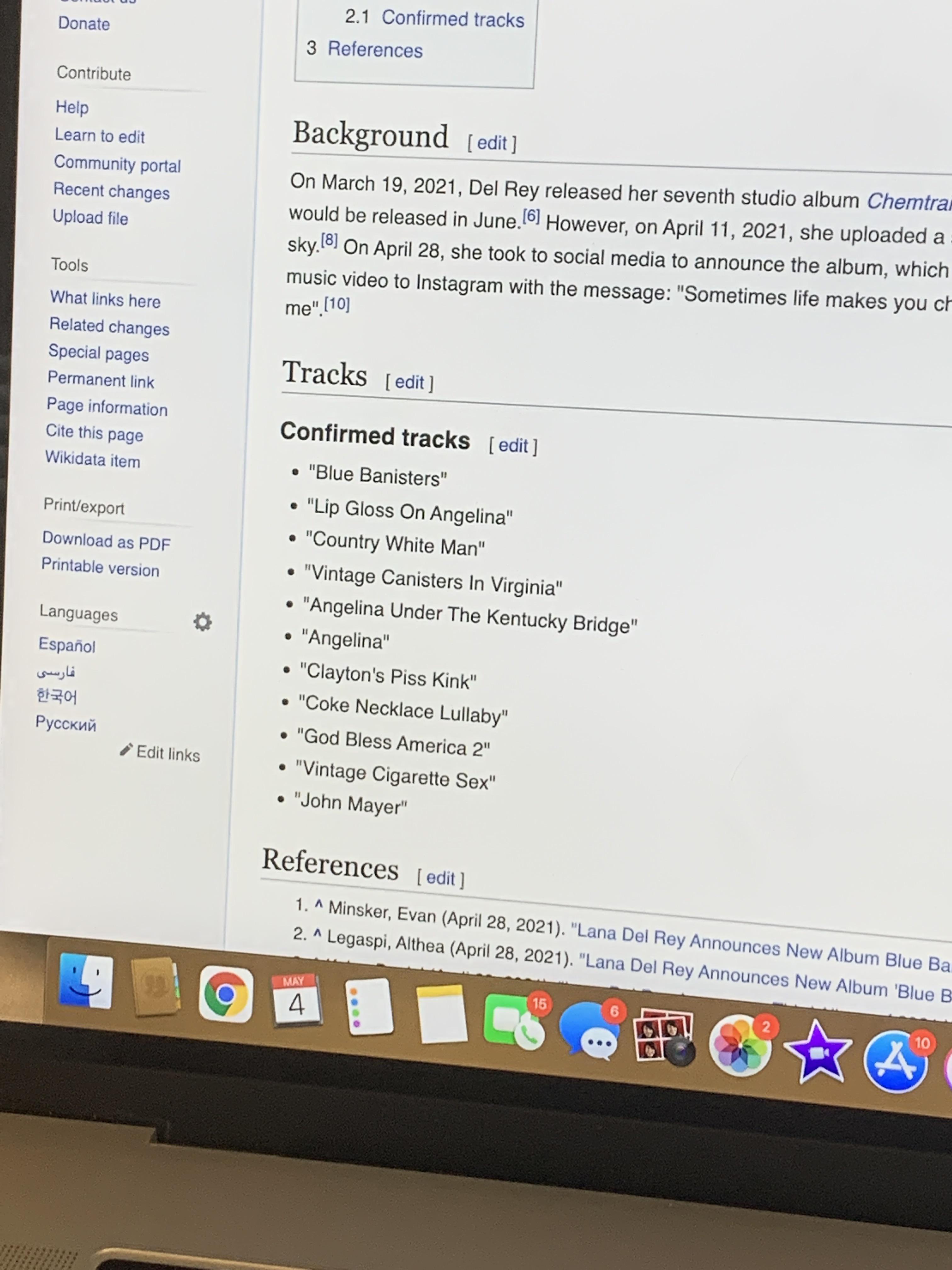Now who edited the Blue Banisters wikipedia page 😩😭 r/lanadelrey