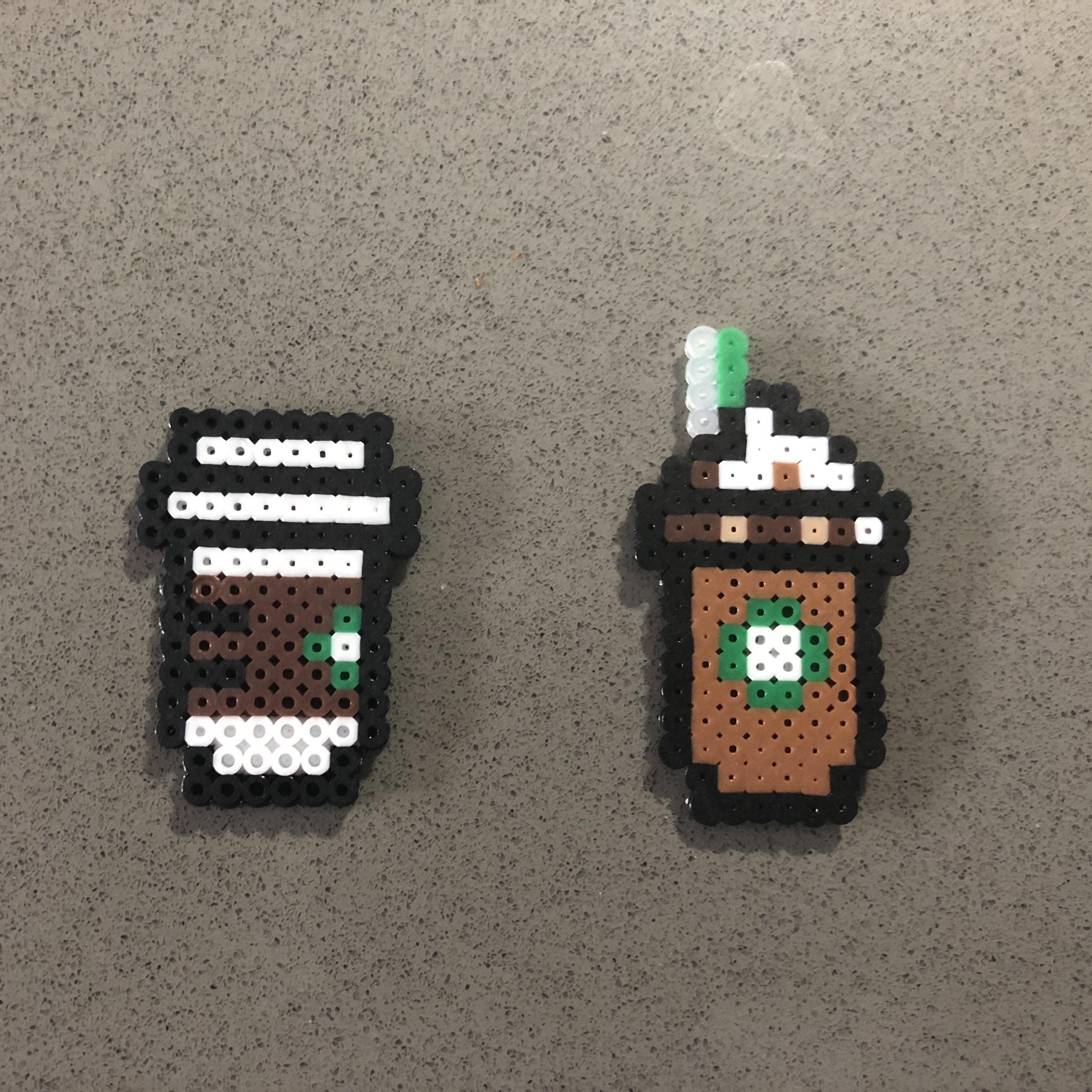 Perler Bead Starbucks Drink Diy Perler Bead Crafts, Easy Perler Beads Ideas, Perler Beads
