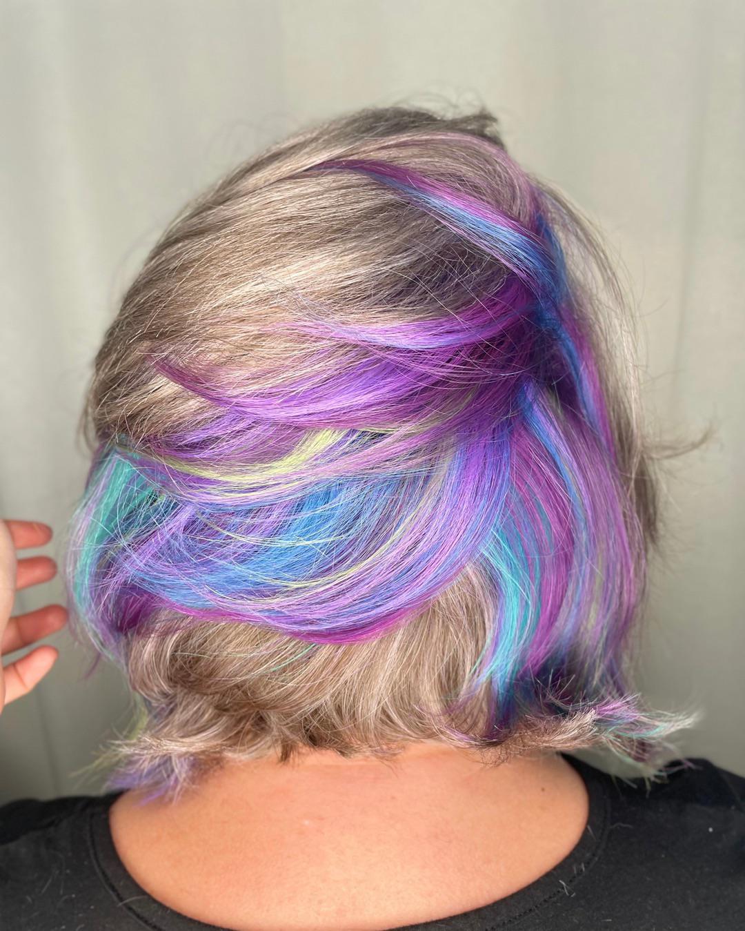 Having Fun with gray hair is the best!!! (Done at Kokopelli hair Salon