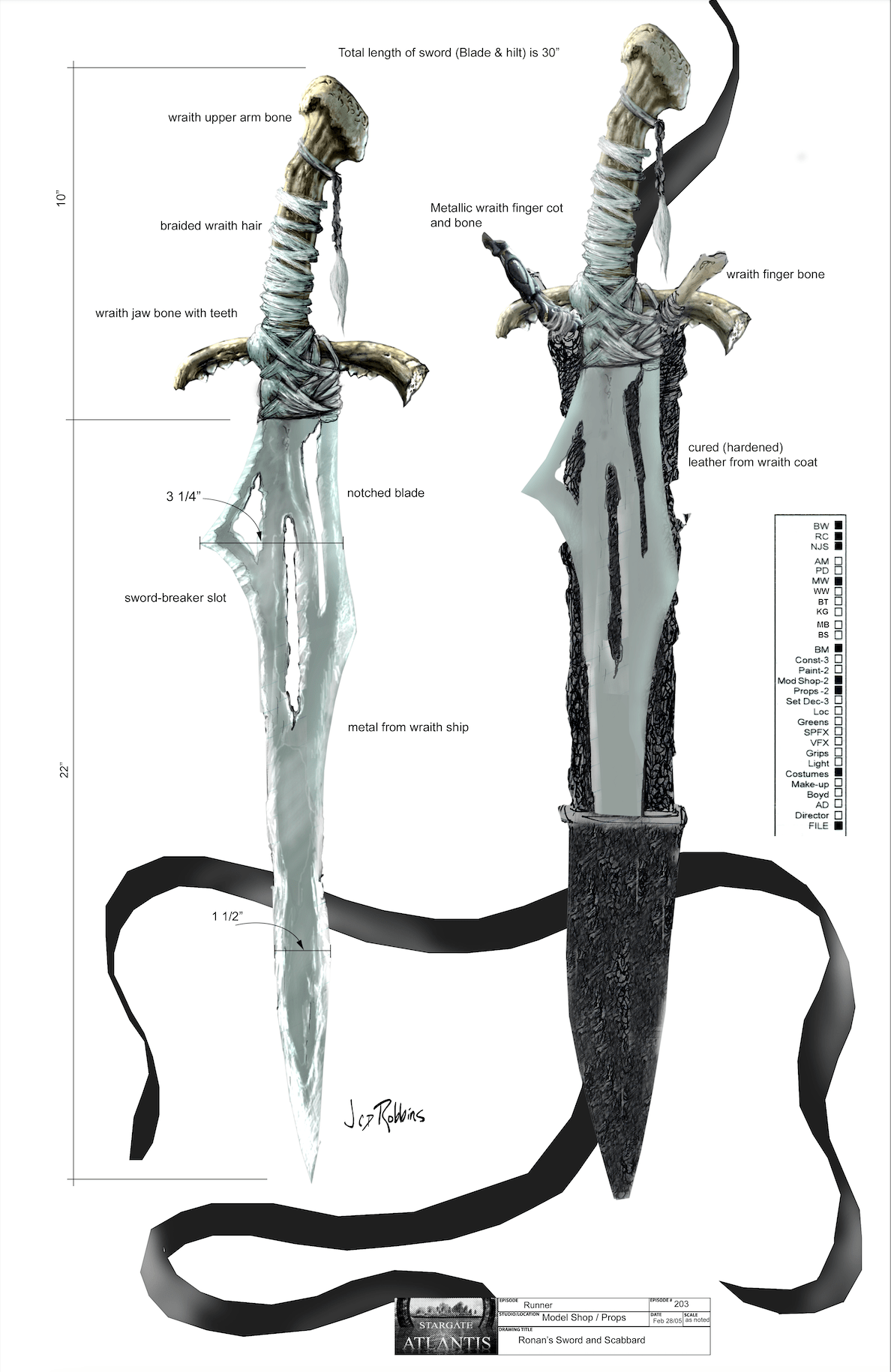 Ronon's blade concept art by James Robbins r/Stargate