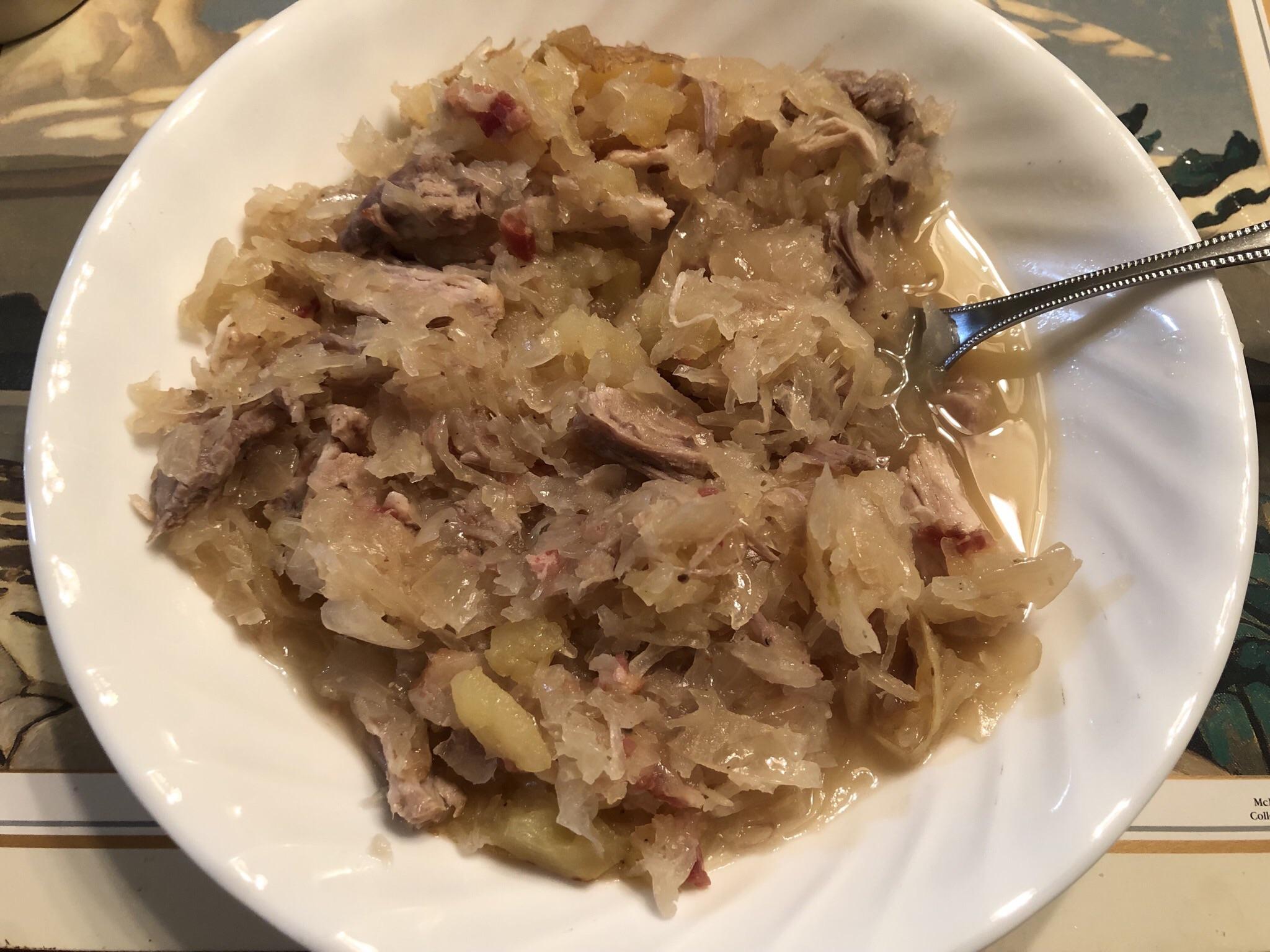 Pork and Sauerkraut. 90 minutes (with natural pressure release) in an