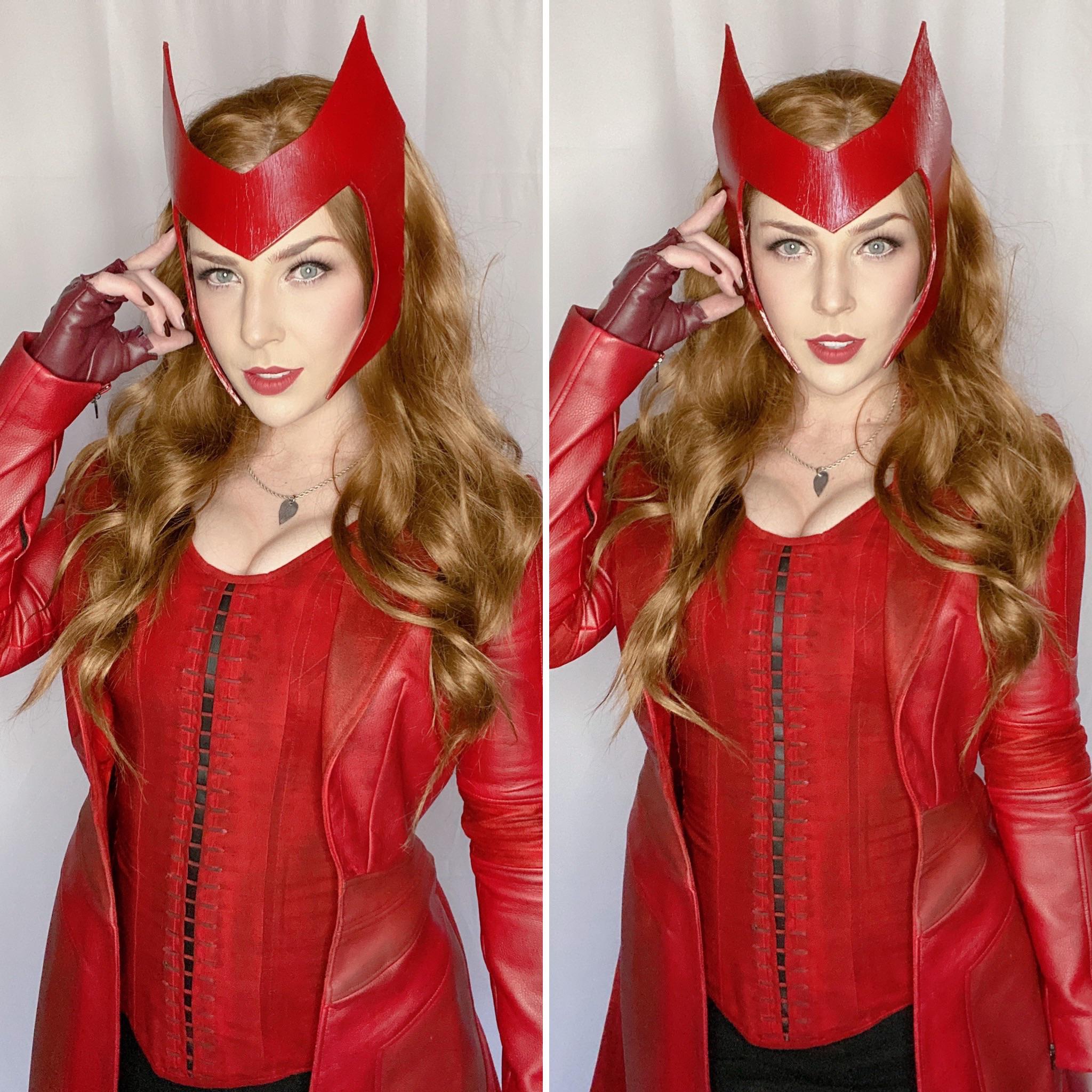 I made Scarlet Witch’s headpiece and wore it with her main MCU look and
