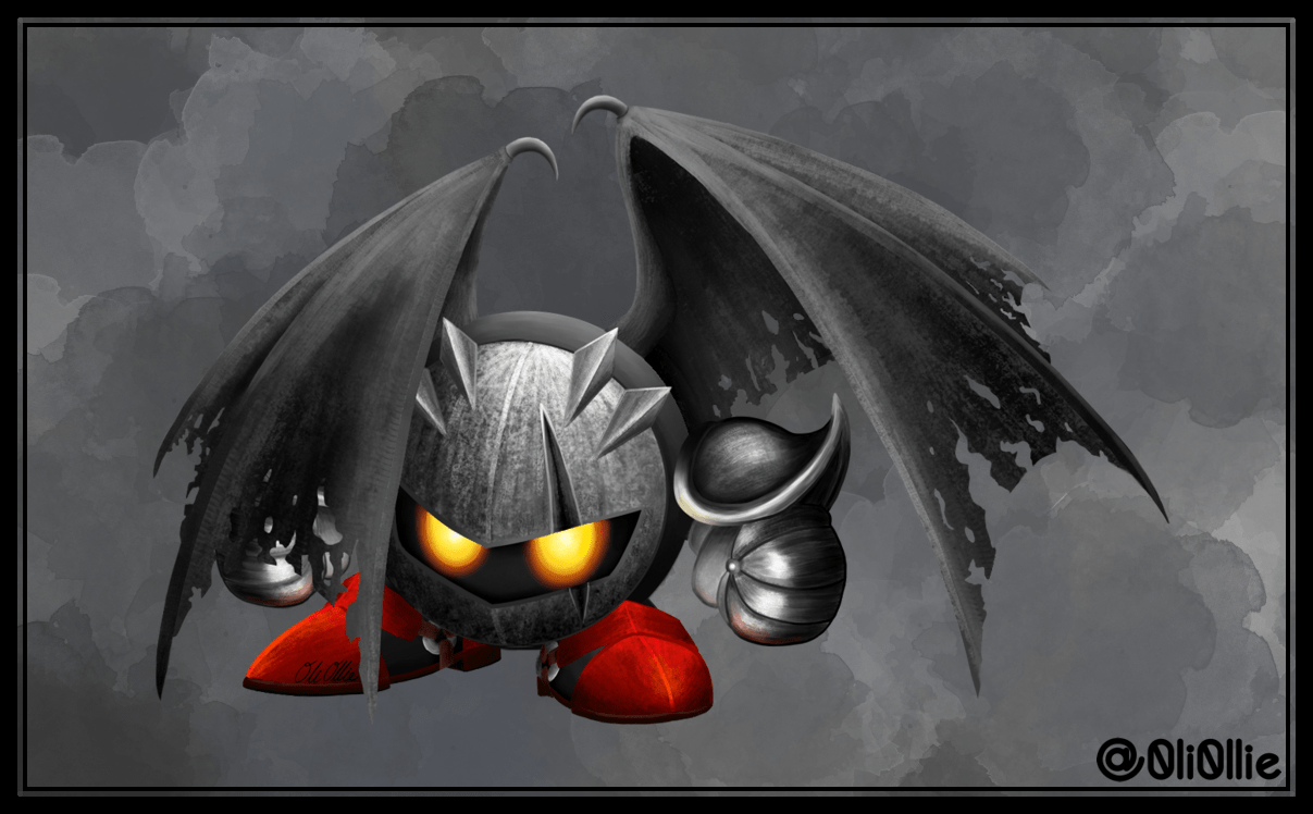 A portrait of Dark Meta Knight in SSBU style that I painted for a
