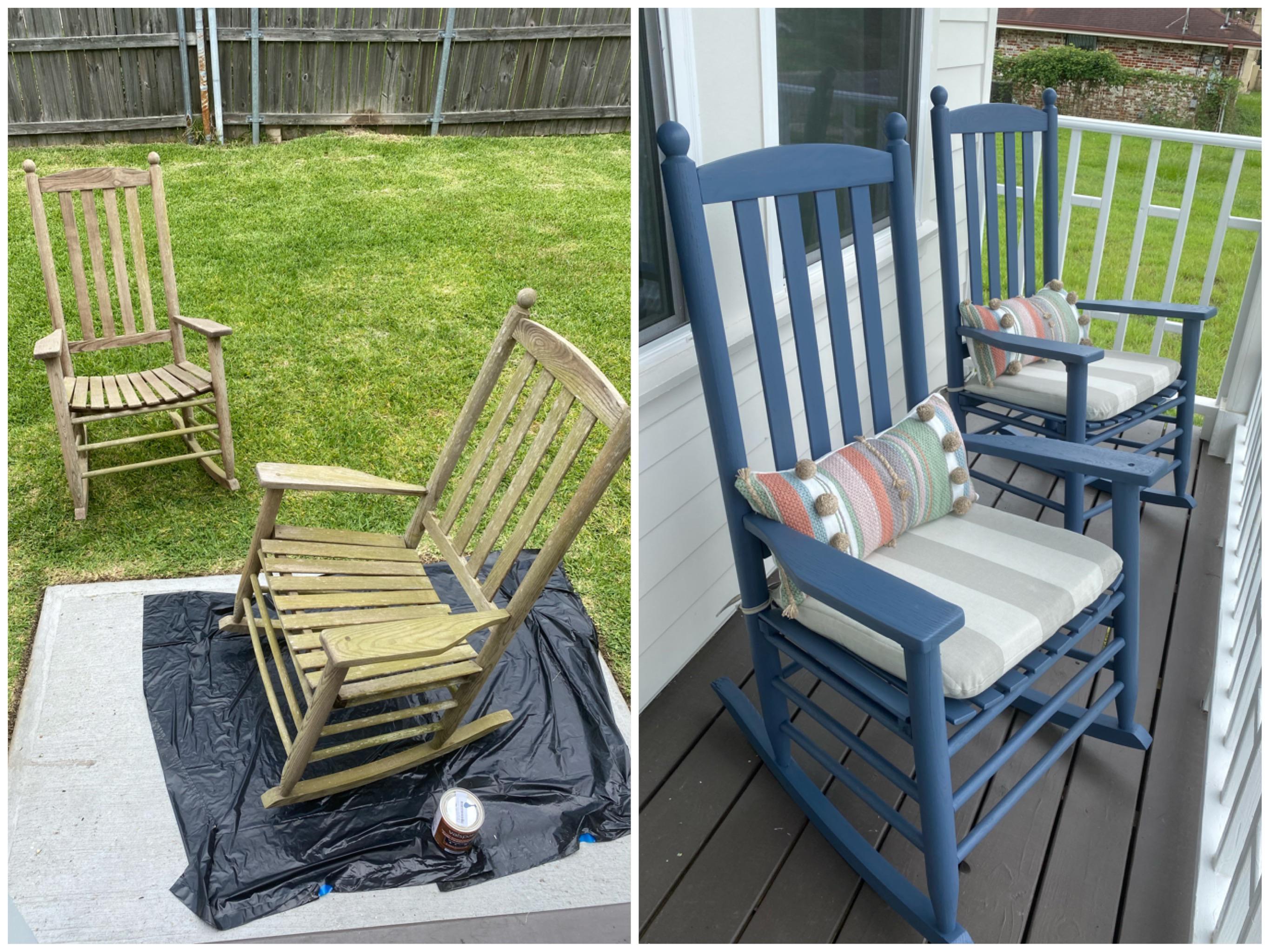 Another estate sale project! 50 rocking chairs sanded, stained, and