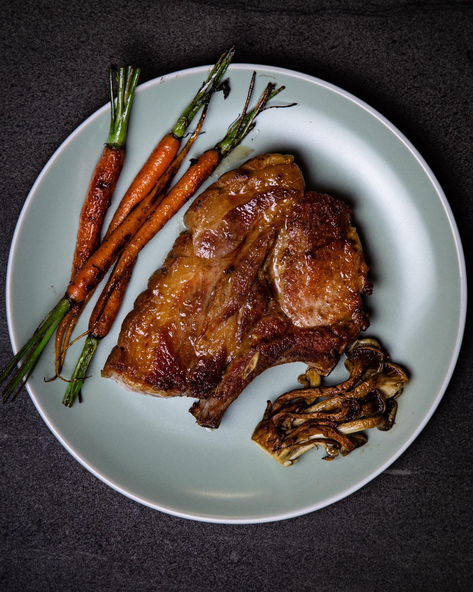 OC Pan seared and butter basted pork chop. r/FoodPorn