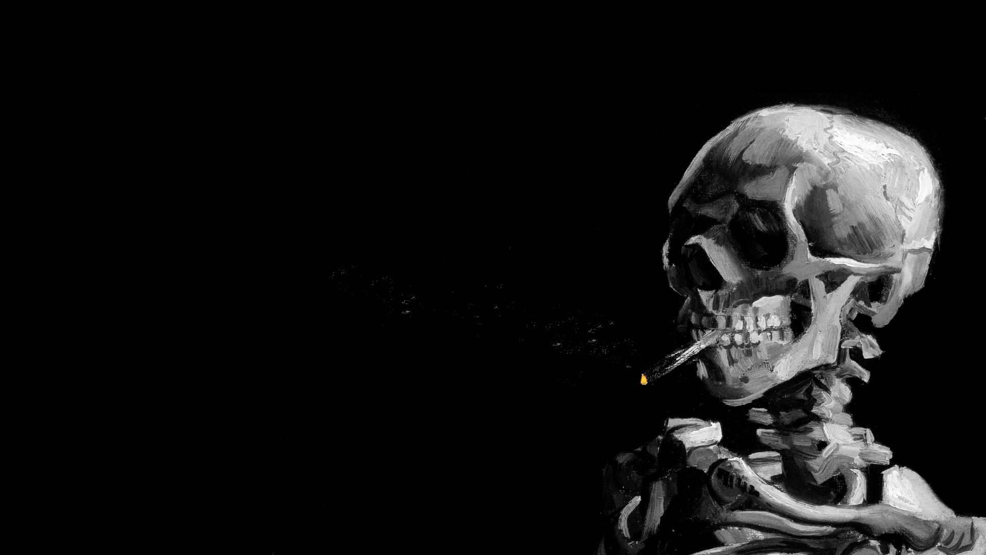 A skeleton smoking 1920 × 1080 wallpapers