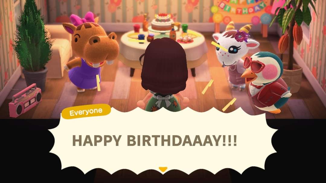 I had no idea how adorable Animal Crossing birthdays were! Piñata and all!