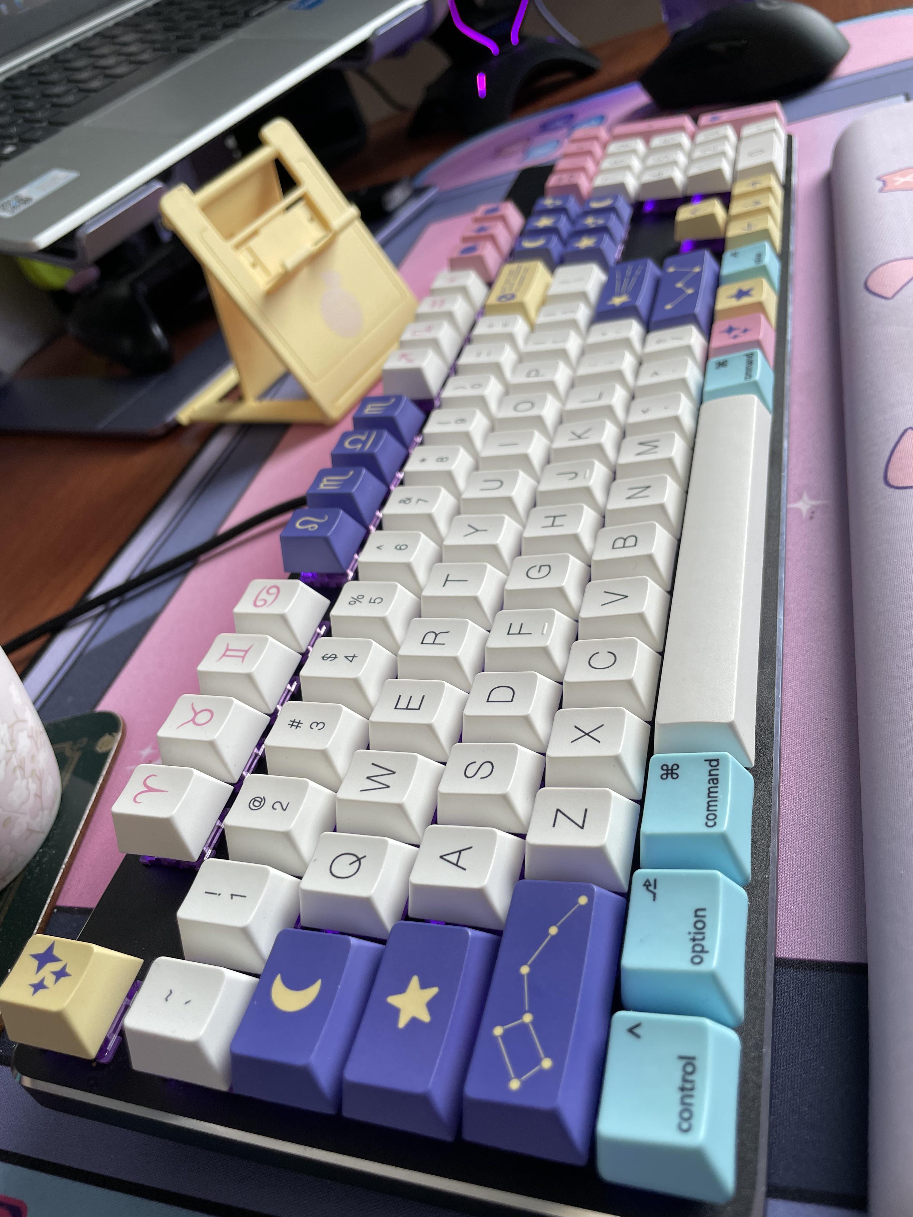 First build! GMMK Pro, astrology keycaps, Akko lavender purple switches