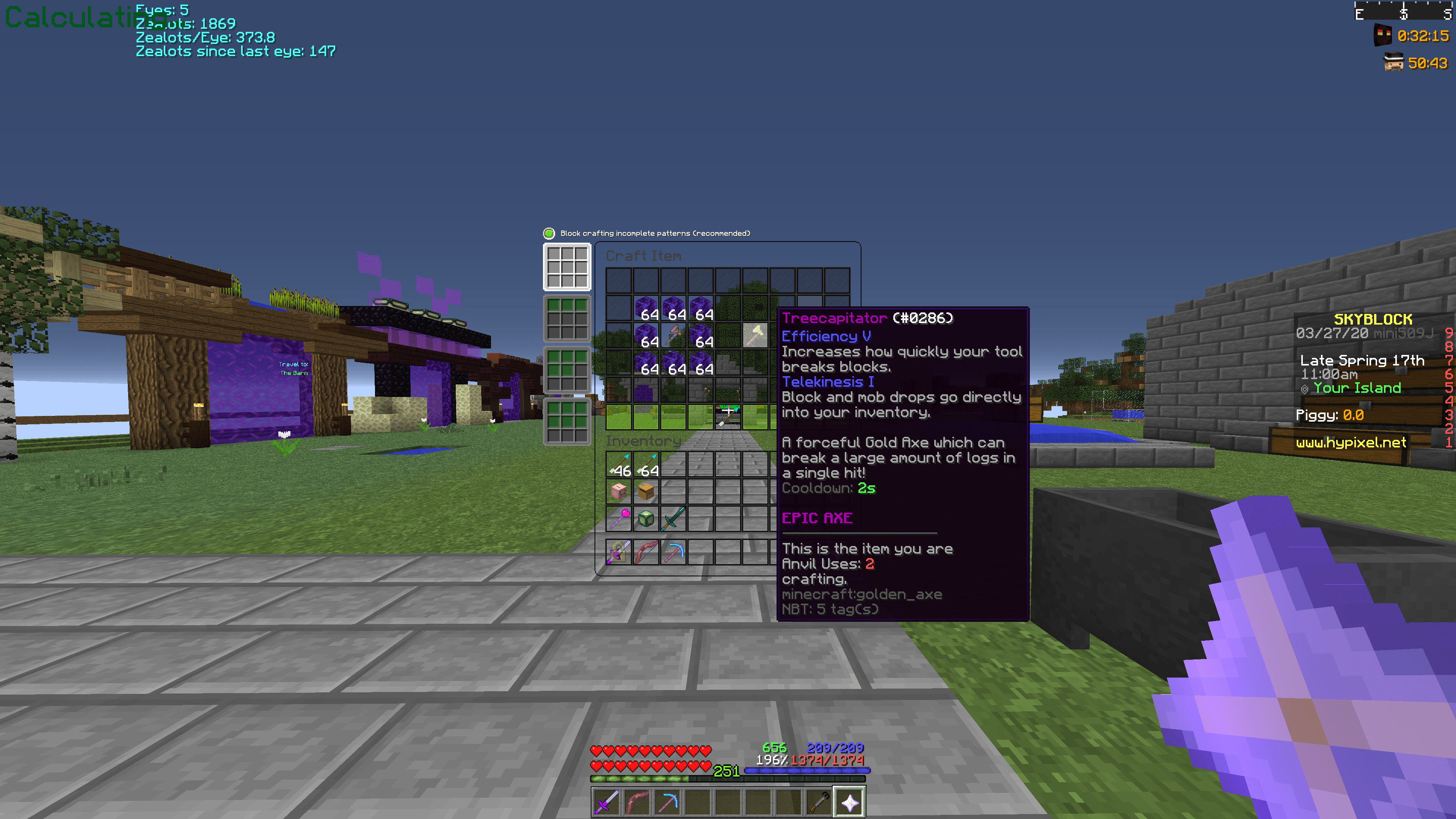 I was going to have most of it done by my obsidian minion. But I