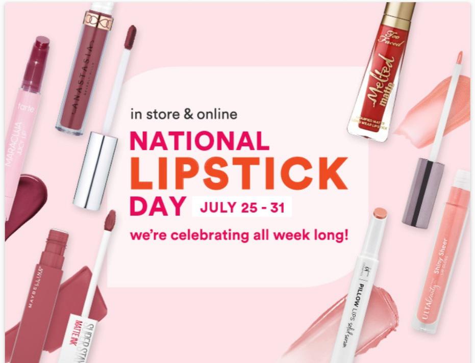 Ulta National Lipstick Day Sale 15 Lip Products/30 Select Items