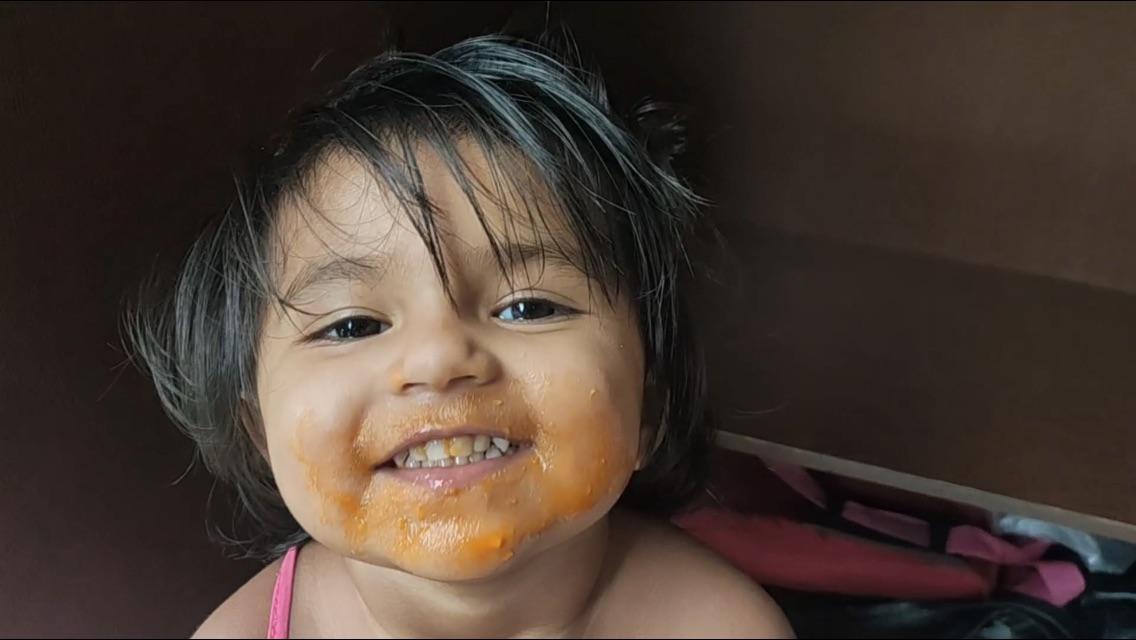 My daughter, just finished eating Mango😄 r/pics