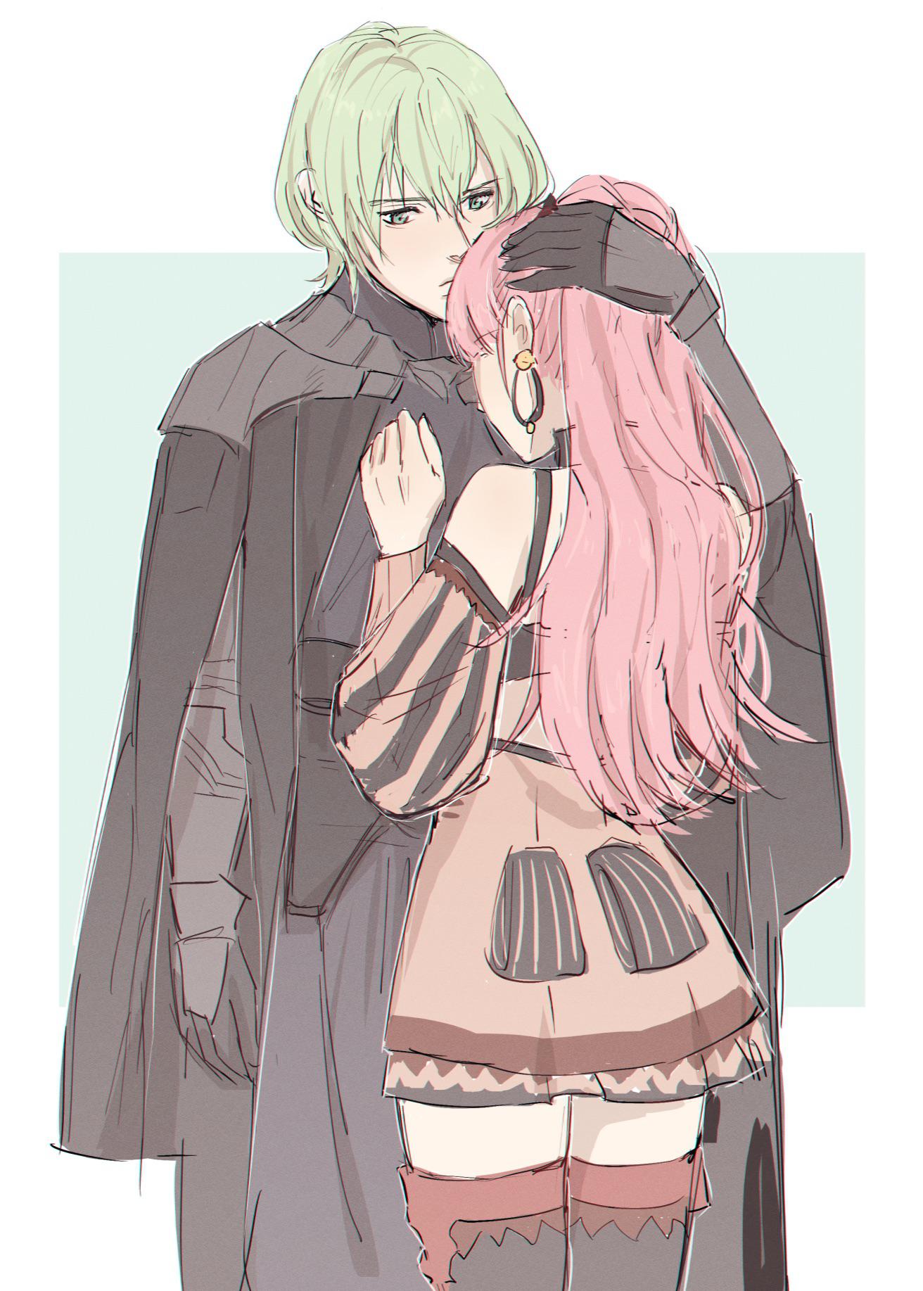 Byleth x Hilda art I commissioned from Perlmuttt on Twitter r/FireEmblemThreeHouses