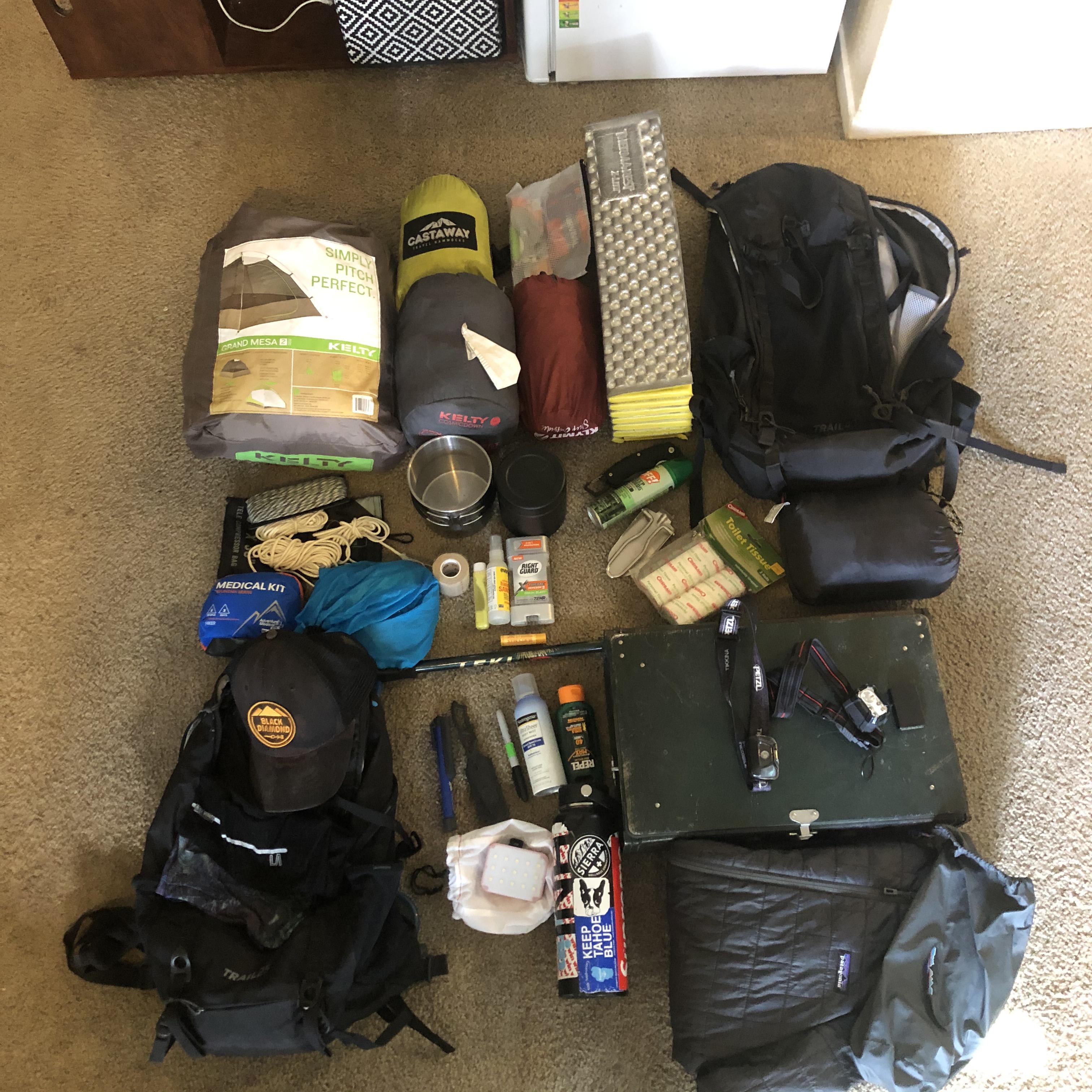 Some camping gear I plan on taking to my first Yosemite camping trip