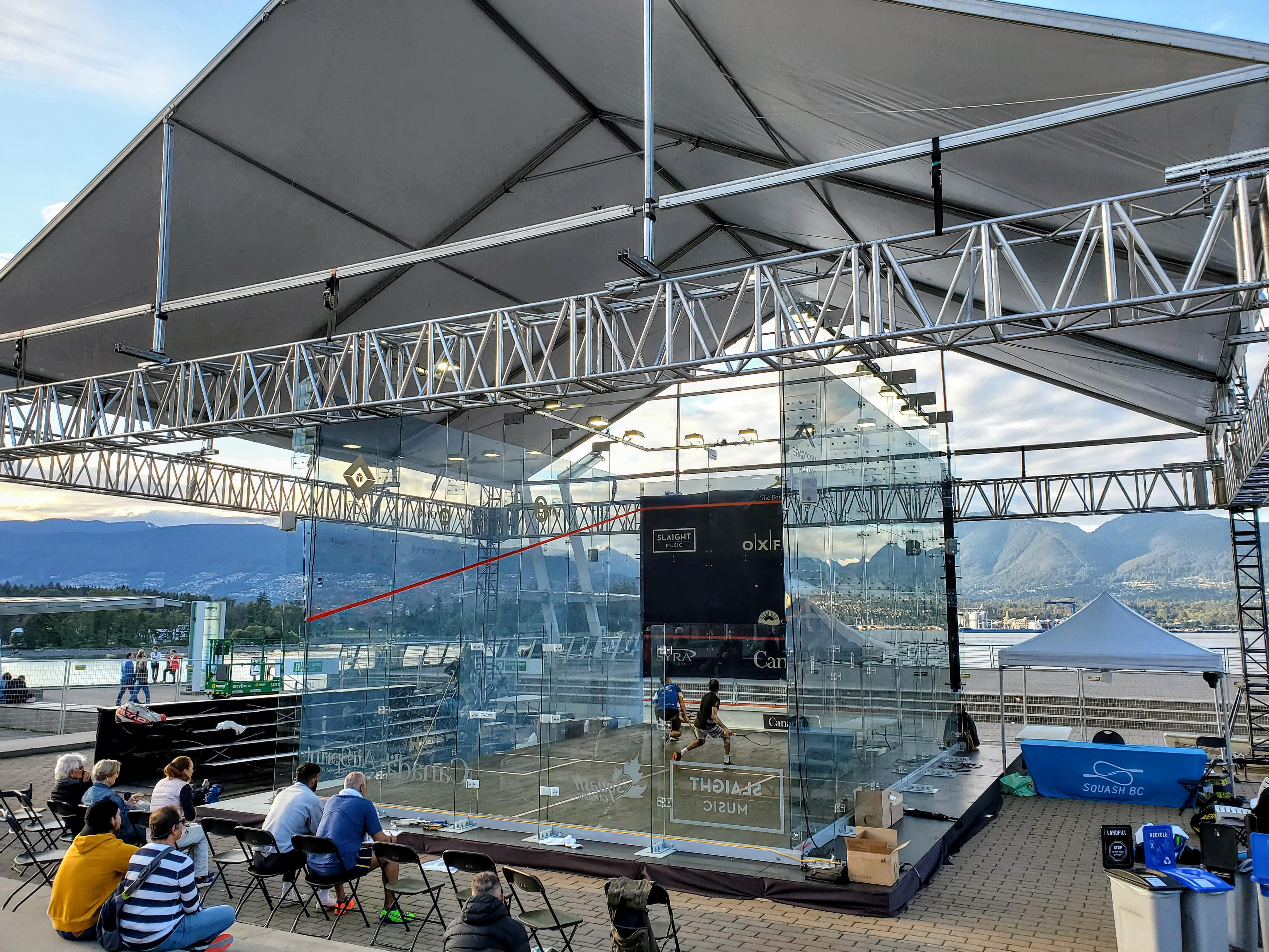 Glass squash court in Downtown Vancouver Jack Poole Plaza (Olympic