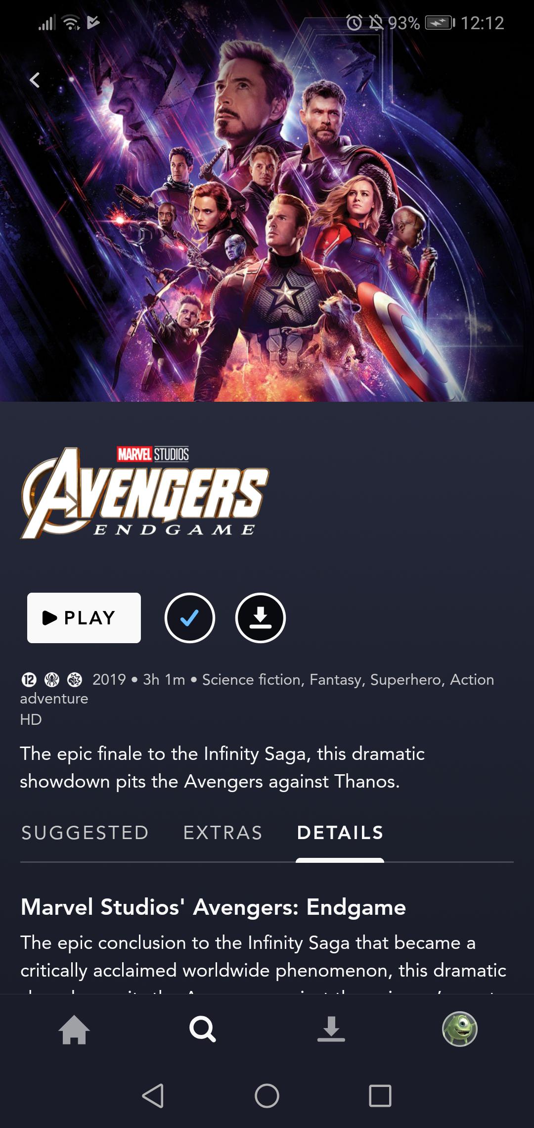 Avengers Endgame is available. DisneyPlus