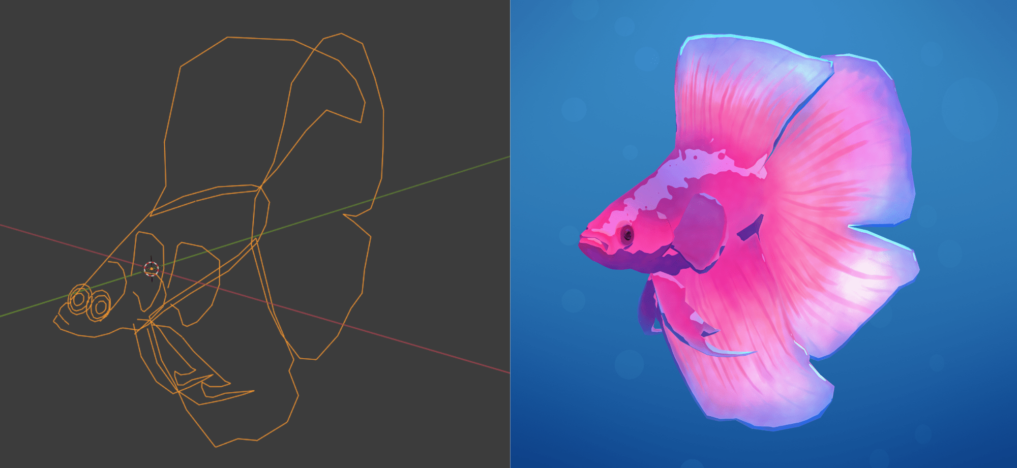 Male Betta Fish, Draft & Final r/blender
