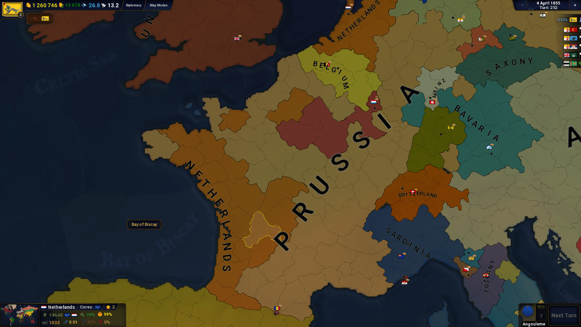 Prussia won the FrancoPrussian war with help of the neteherland AgeOfHistory2