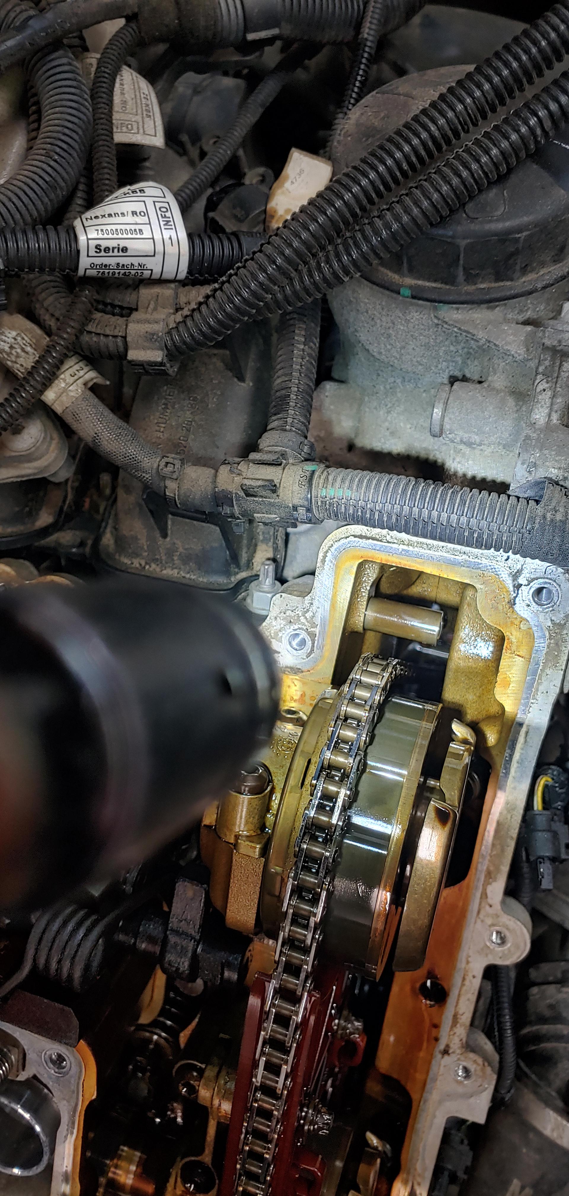 Missing the entire left side timing chain rail. Drove in to the shop! 