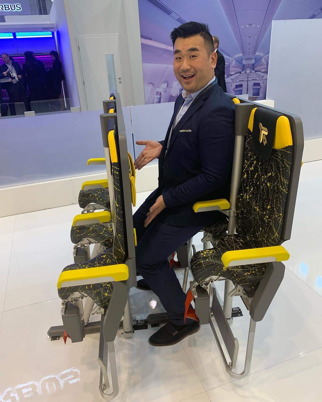 Italian company Aviointeriors unveiled the Skyrider 3.0 "standing seats" at this year's annual