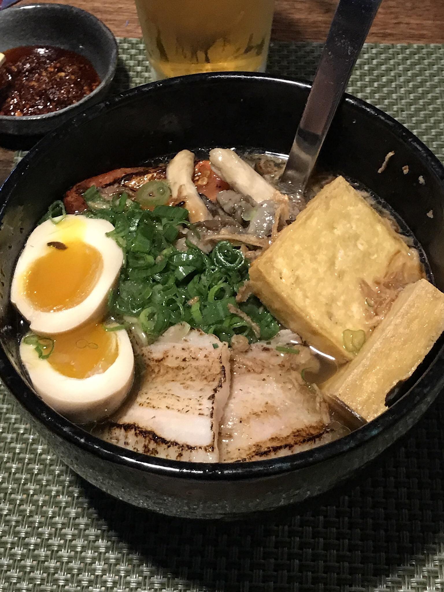 Some Vegan Ramen (add pork belly and egg) from Goro Ramen in Oklahoma